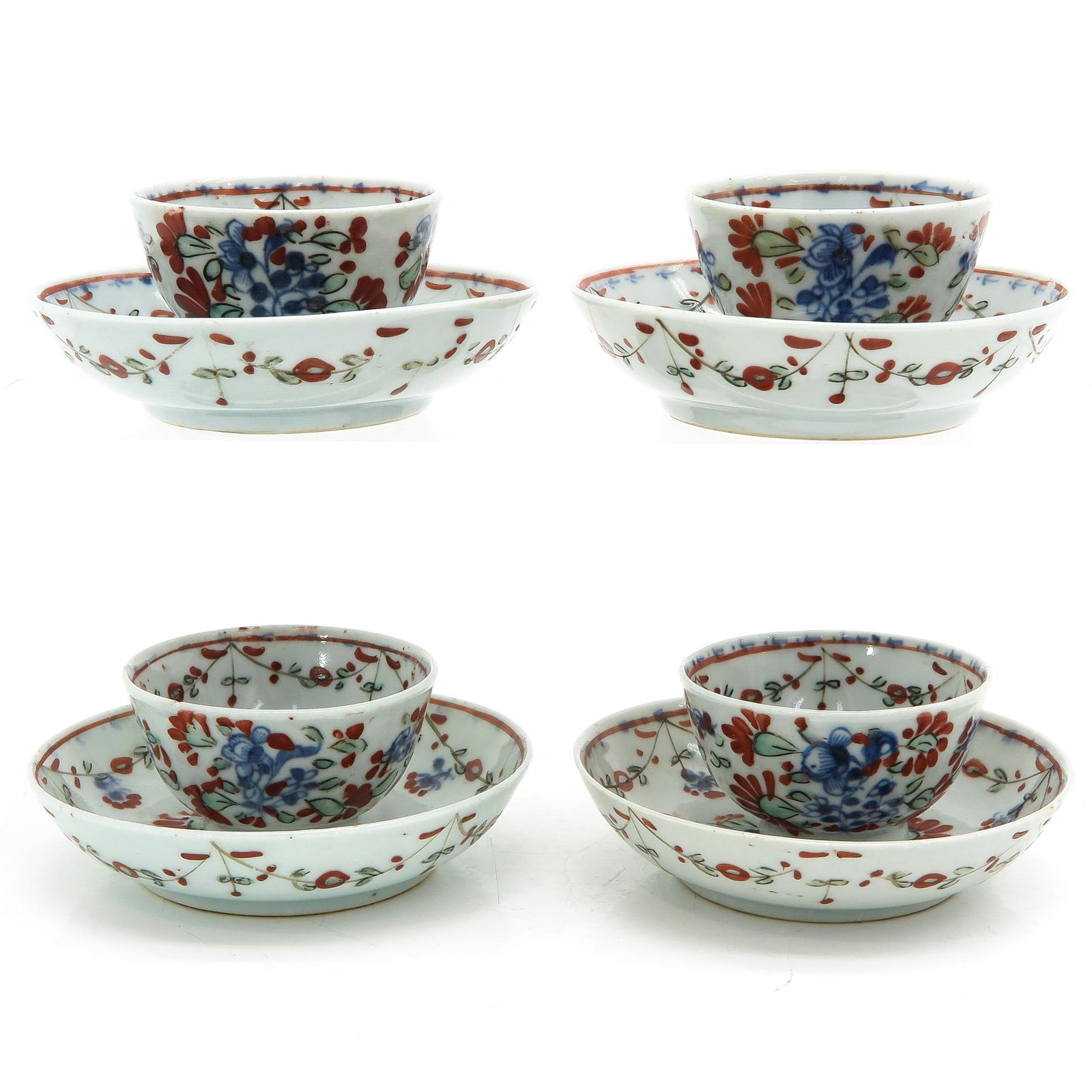 Four Polychrome Decor Cups and Saucers (1 of 10)
