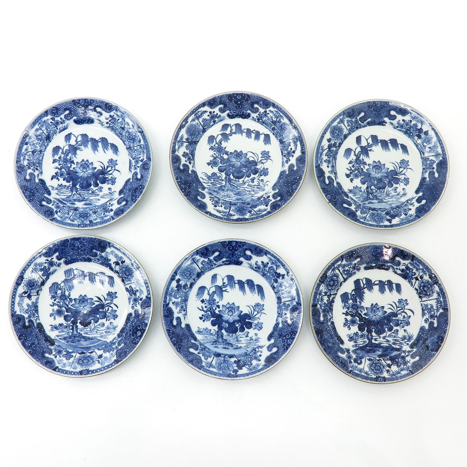 A Series of Six Blue and White Plates (1 of 9)