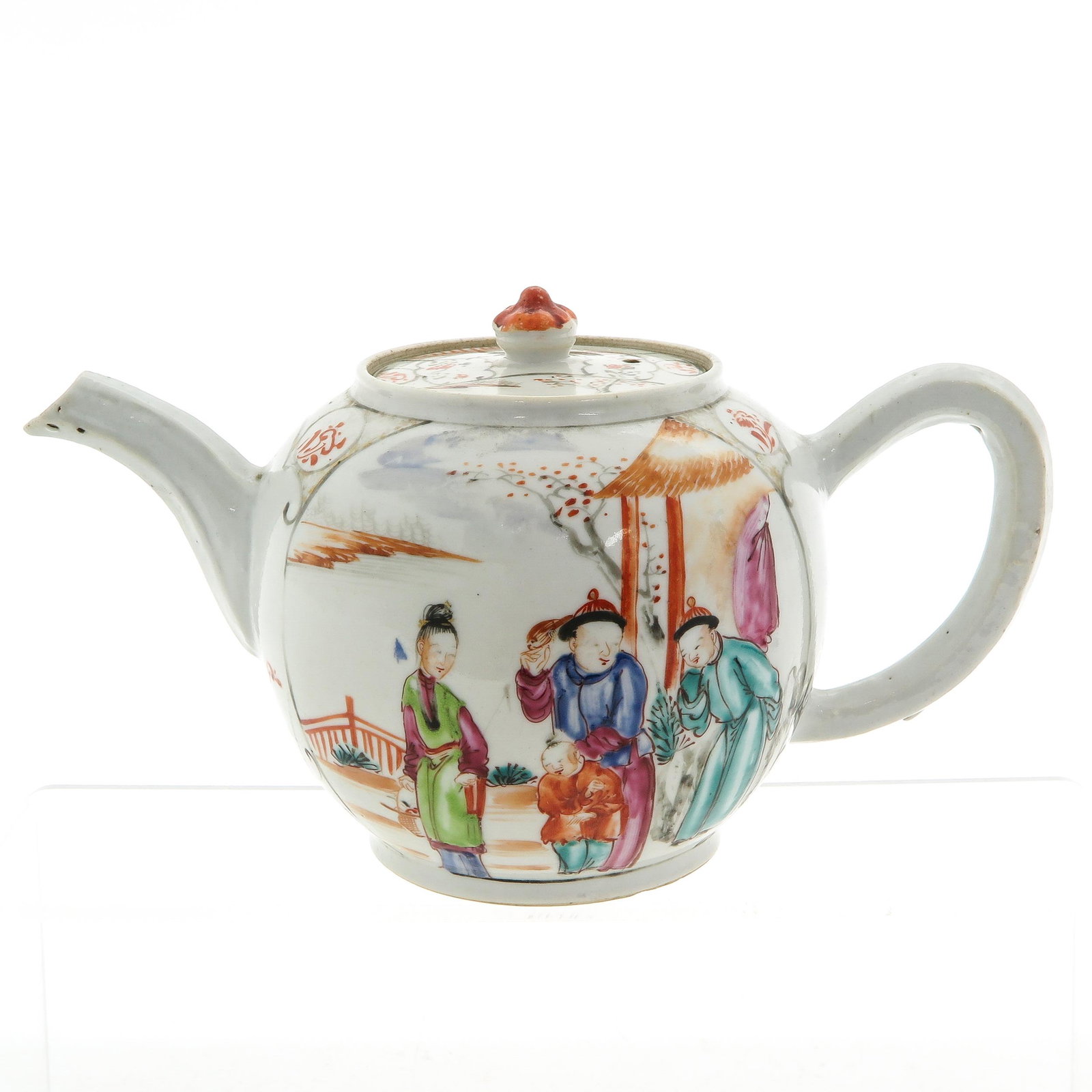 A Mandarin Decor Teapot: 18th Century, Qianlong Period, 13 cm. tall.
