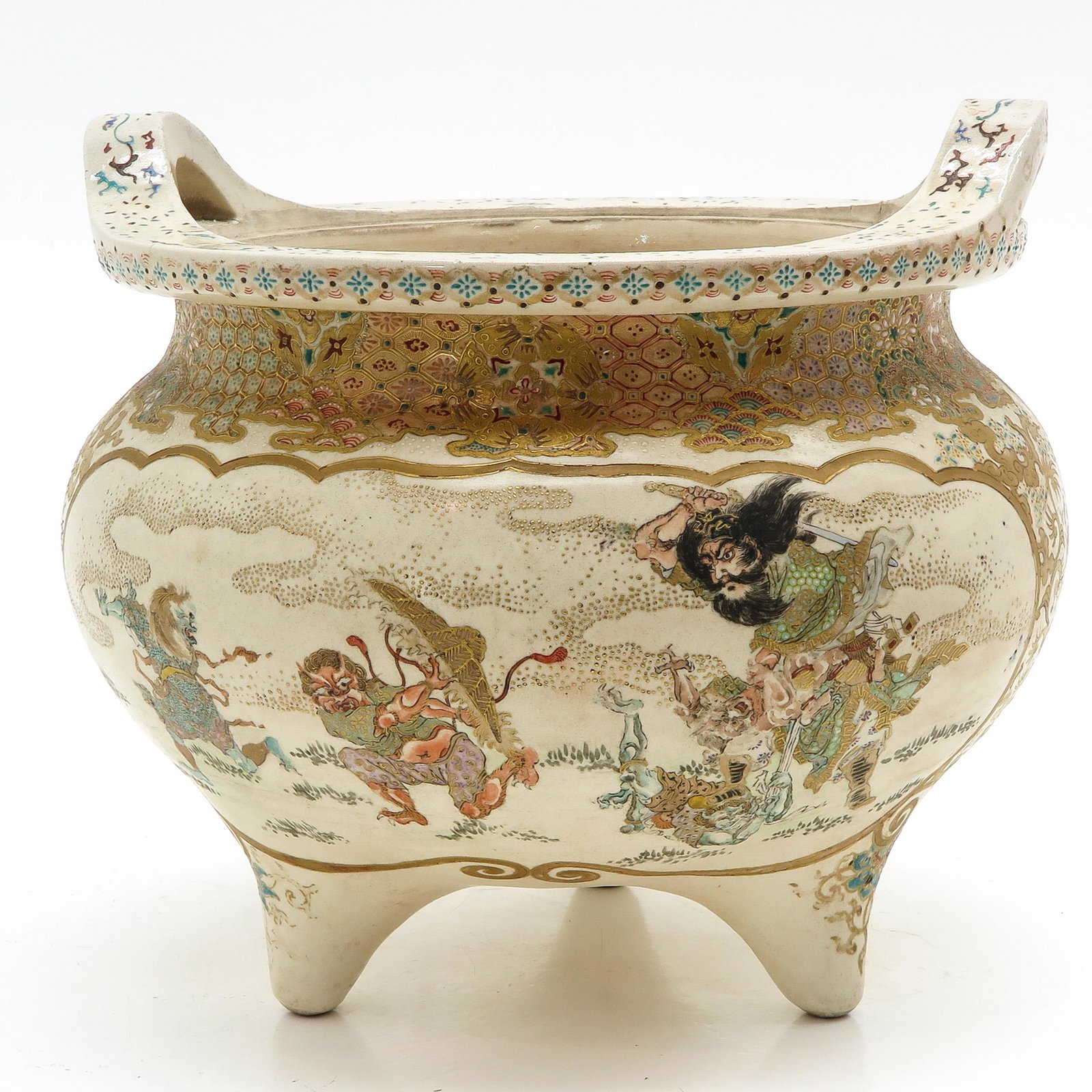 A Tripod Censer: Satsuma, 28 cm. in diameter.