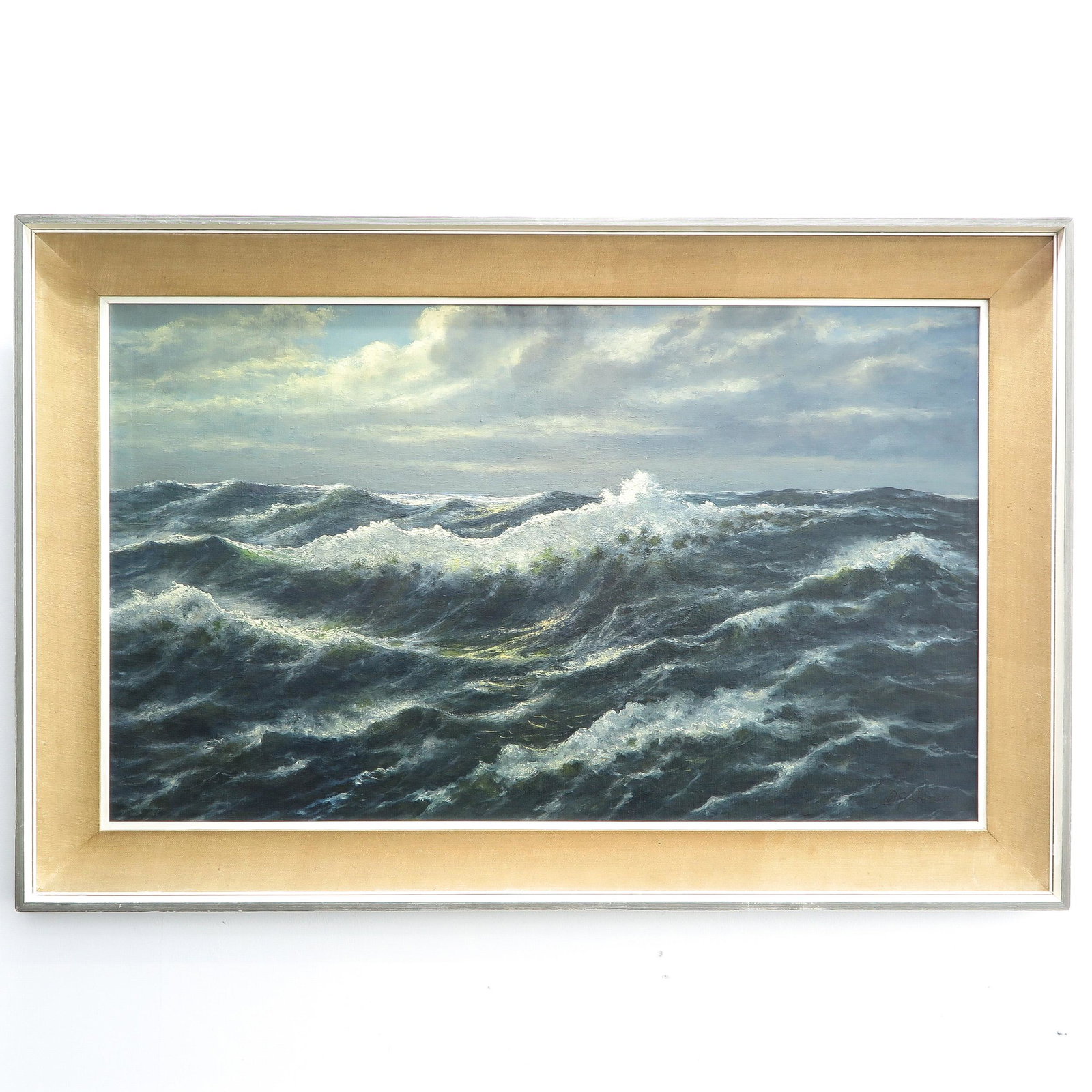 A Signed Oil on Canvas Painting: oil on canvas, seascape, signed P. Garnier, 100 x 60 cm.