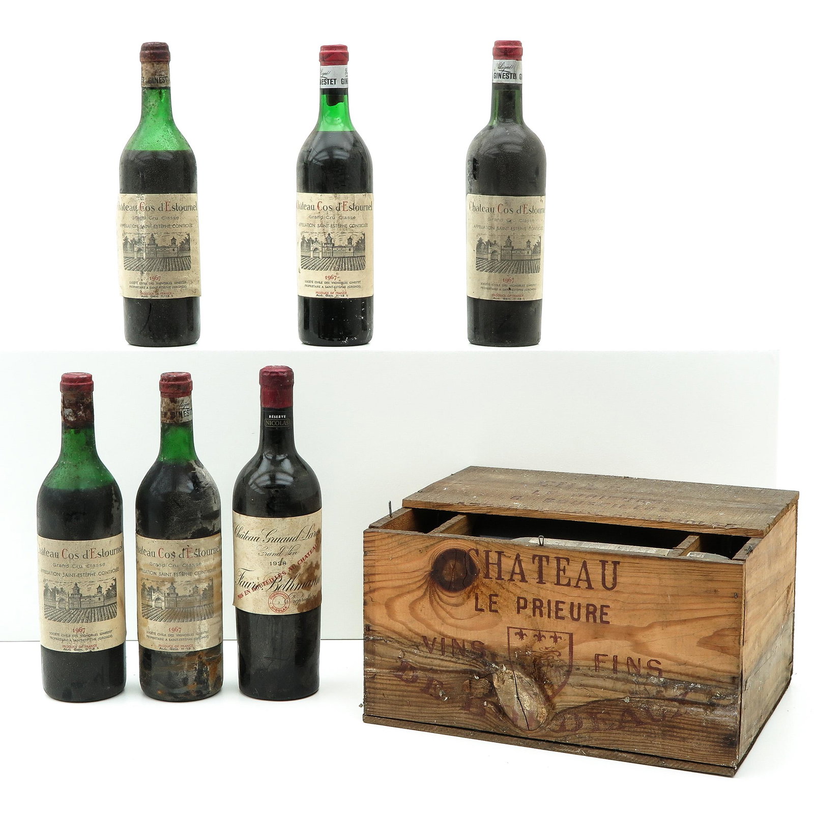 A Collection of 12 Bottles of Wine: consisting of 12 bottles of wine, including Chateau Gruaud Larose 1928