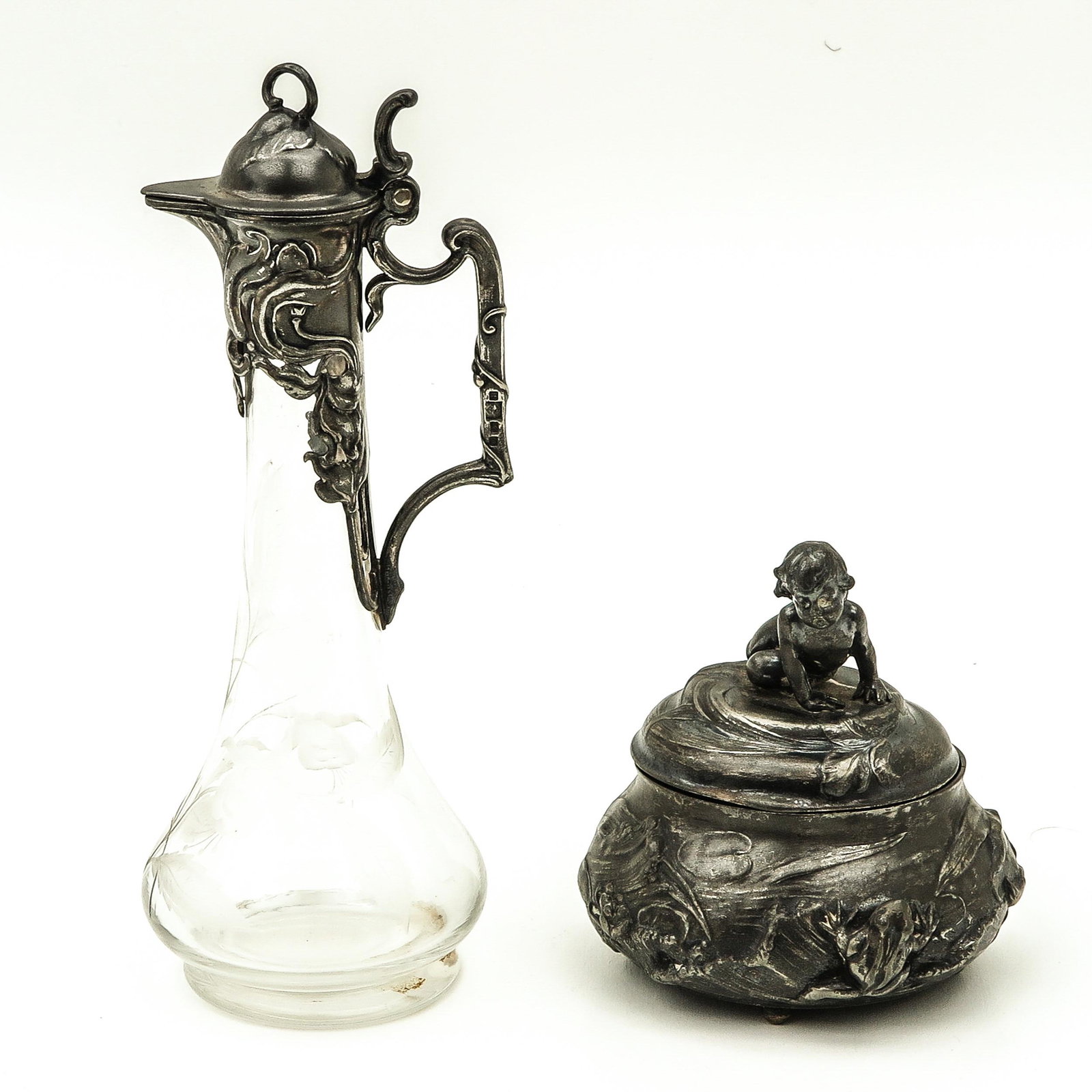Two WMF Art Nouveau Period Pieces: Art Nouveau period, largest is 23 cm.