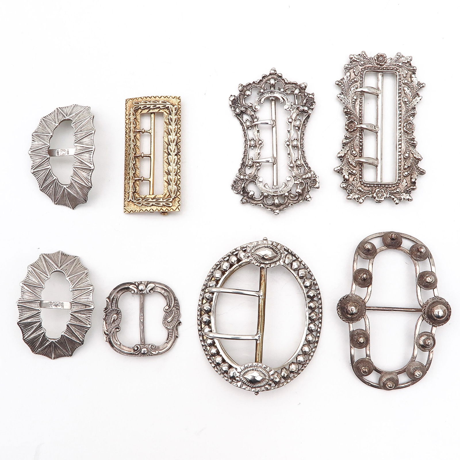 Seven Silver Shoe Buckles and One Gold (1 of 2)
