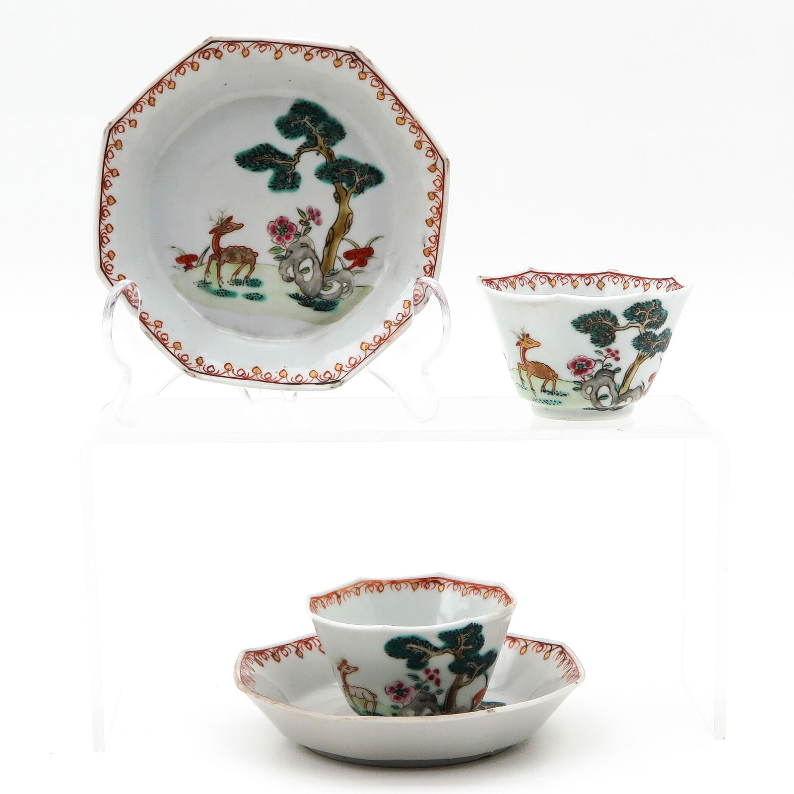 A Pair of Famille Rose Cups and Saucers (1 of 9)
