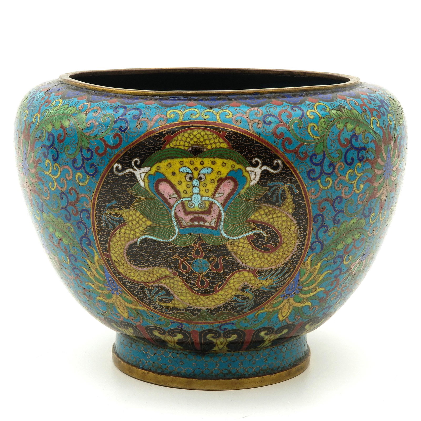 A Cloisonne Censer: Decorated with dragons and flowers, 19 cm. tall.