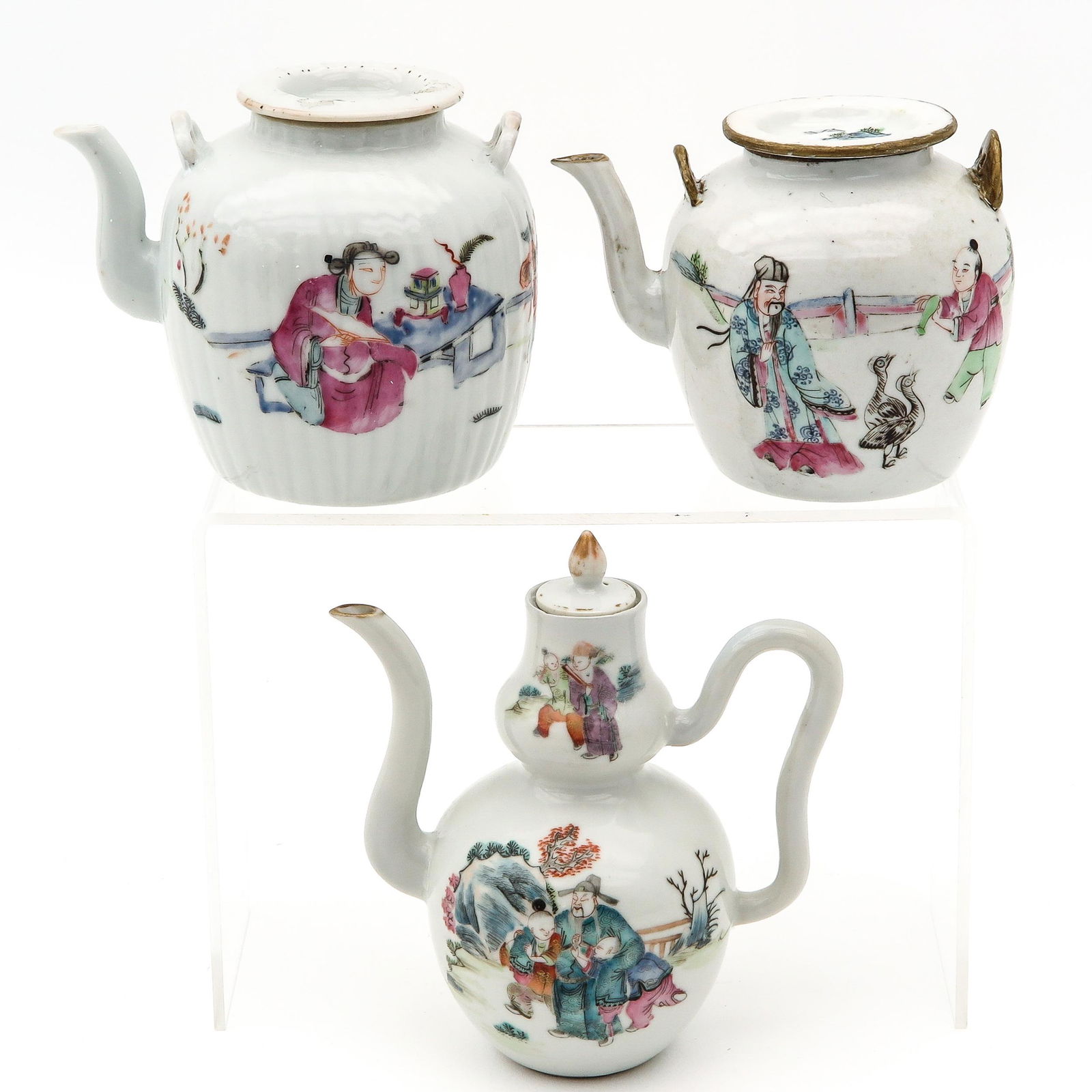 Three Polychrome Teapots (1 of 10)