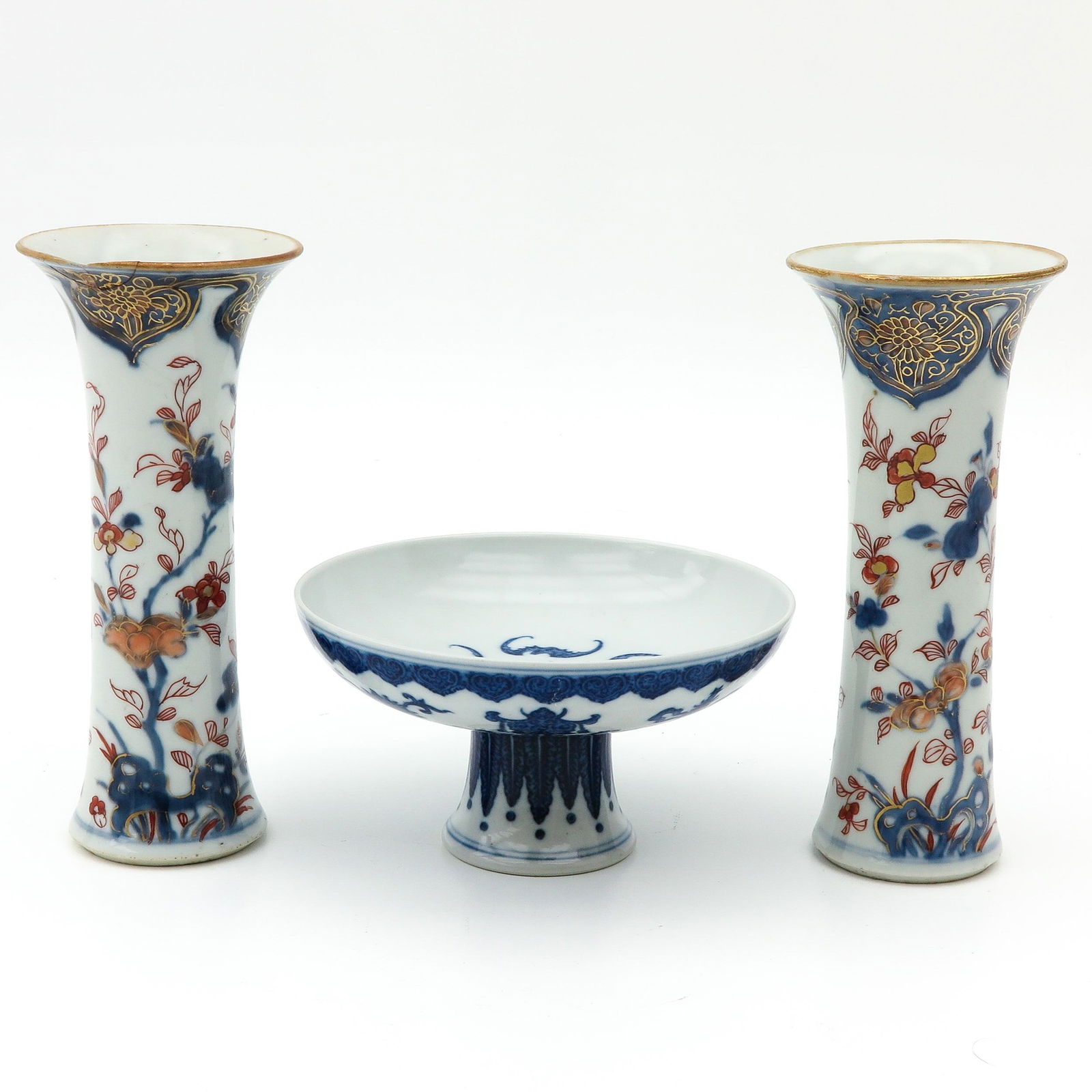 A Pair of Vases and Stem Bowl (1 of 9)