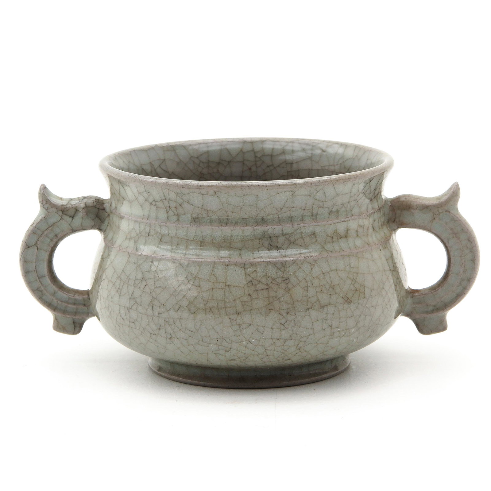 A Celadon Dish: 14 cm. in diameter including handles.
