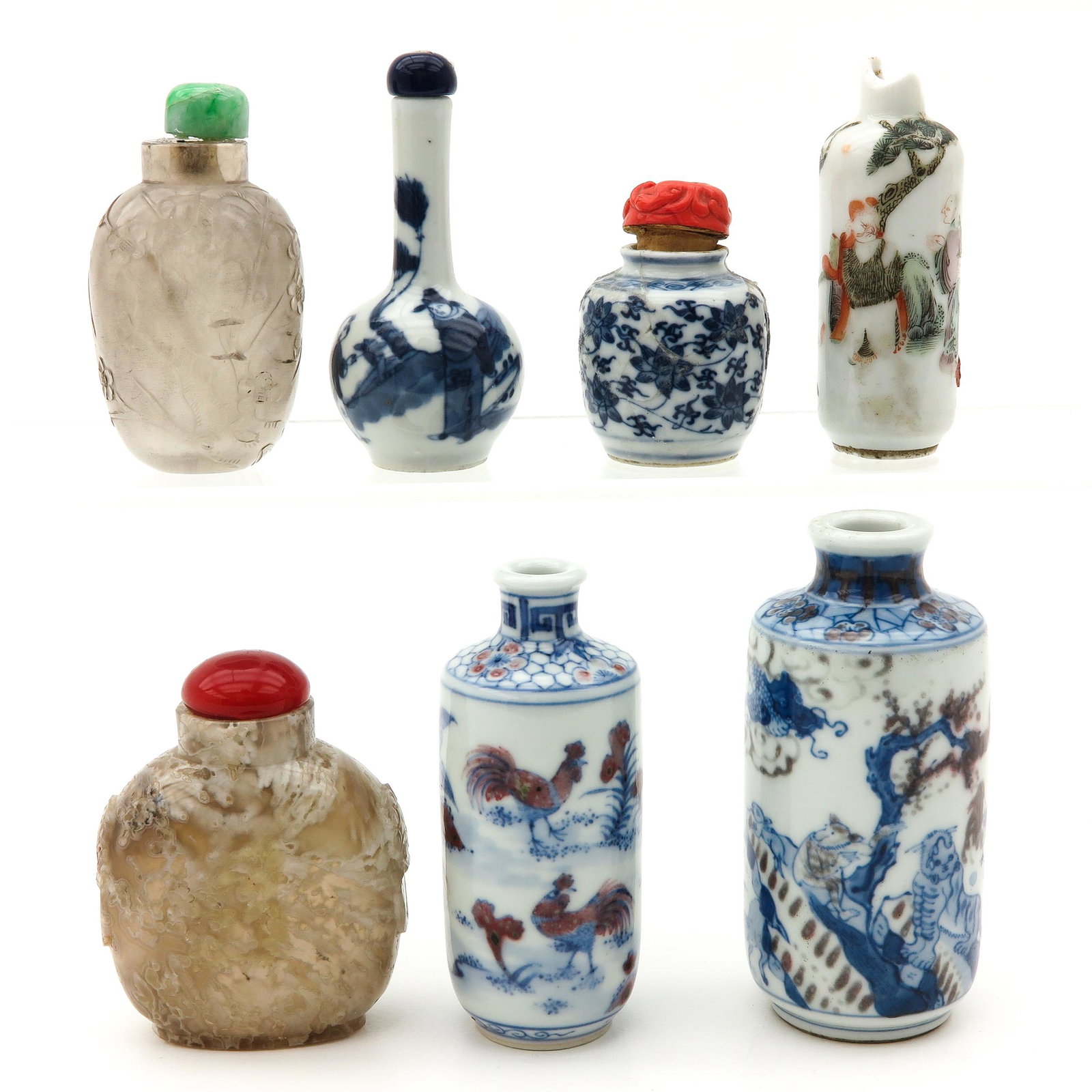 A Collection of Snuff Bottles: In diverse sizes and decors, tallest snuff bottle 10 cm., in diverse conditions.
