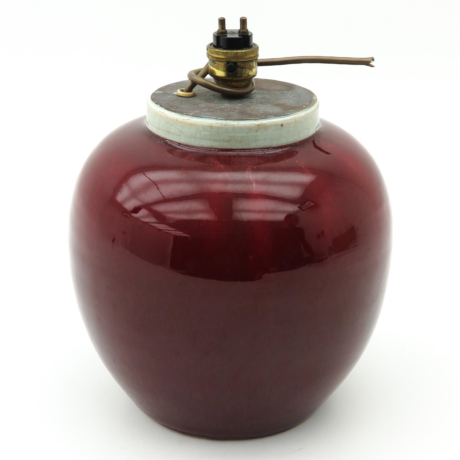 A Sang de Boeuf Lamp: Vase height is 21 cm., converted from vase.
