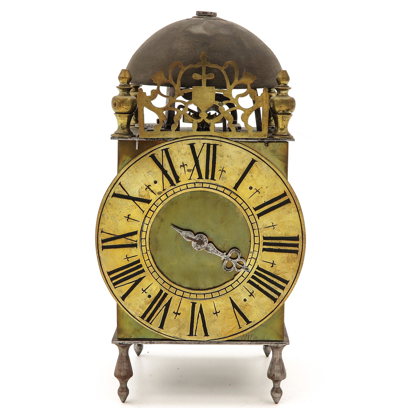Lantern Clock: France, verge escapement and saw striking mechanism, 1 pointer, height 32 cm.