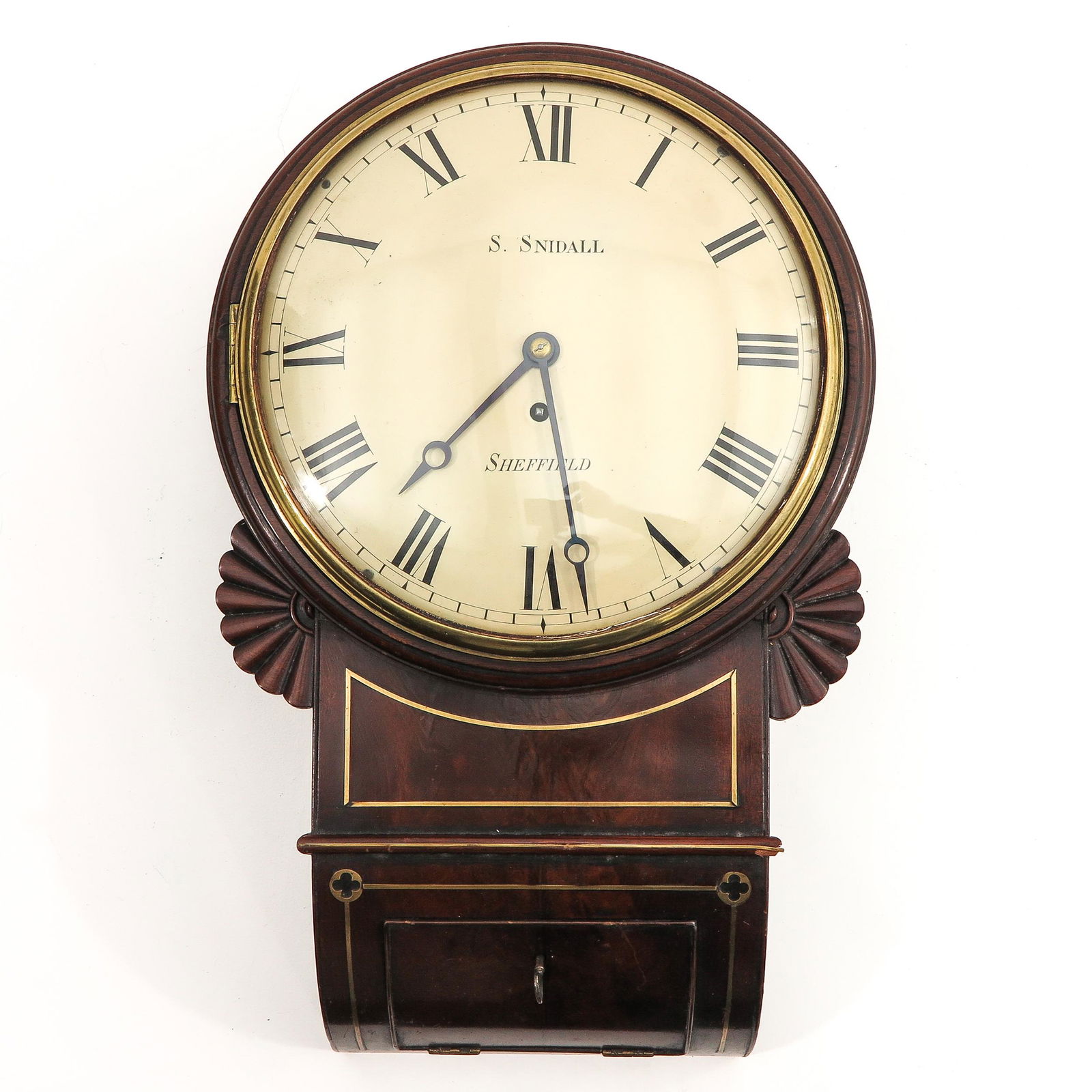 Wall clock: England, 19th century, with snek movement, signed S. Snidall Sheffield, height 50 cm.
