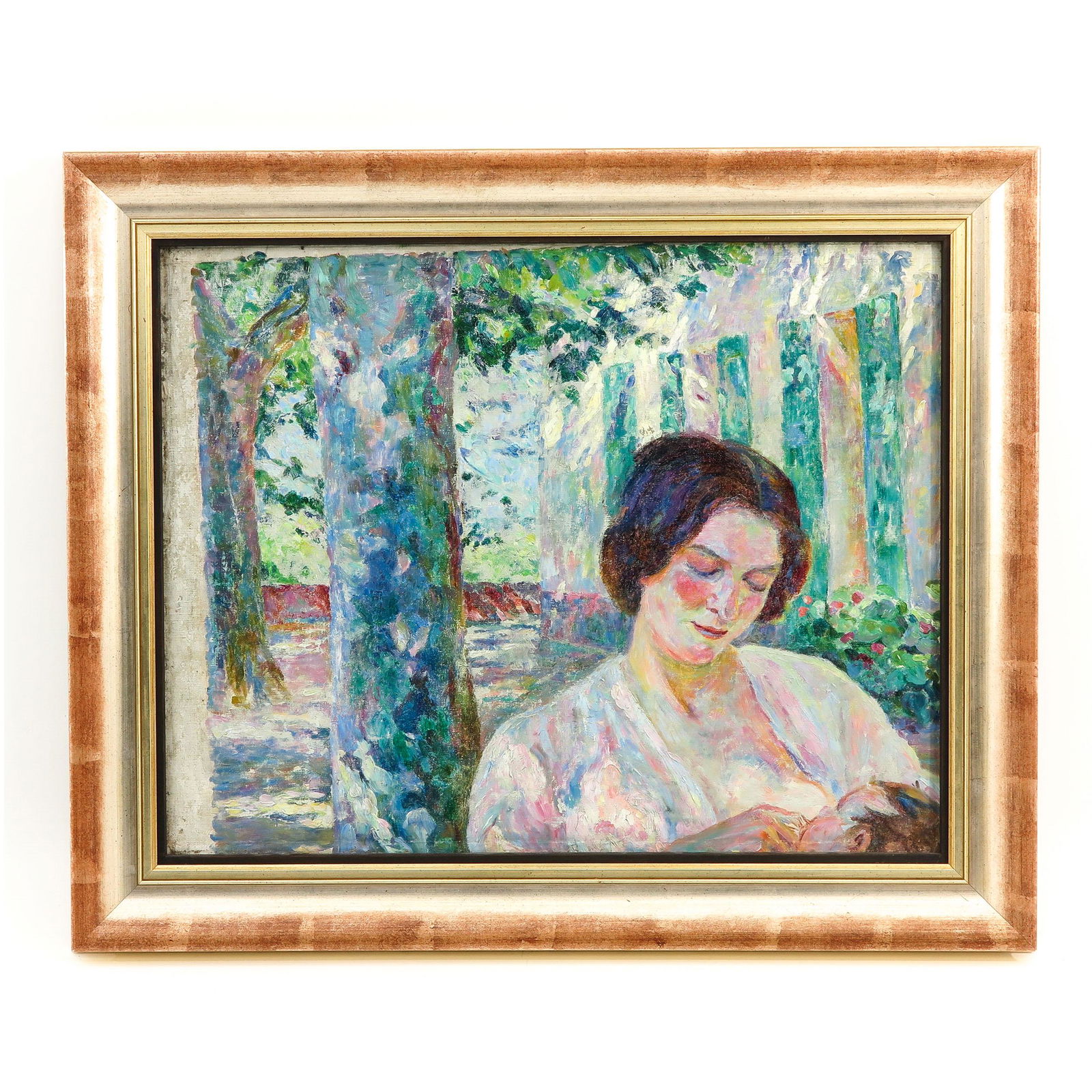 A Signed Jan Altink Painting: oil on canvas, depicting vase with tulips, signed Jan Alting (1885 - 1971), founder of the famous Groninger Ploeg. On the back, after years of restoration, a very special painting has been discovered,