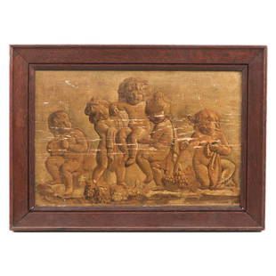 An Oil on Panel Painting: Depicting cherubim, t.a. Jacob de Wit, 44 x 29 cm.