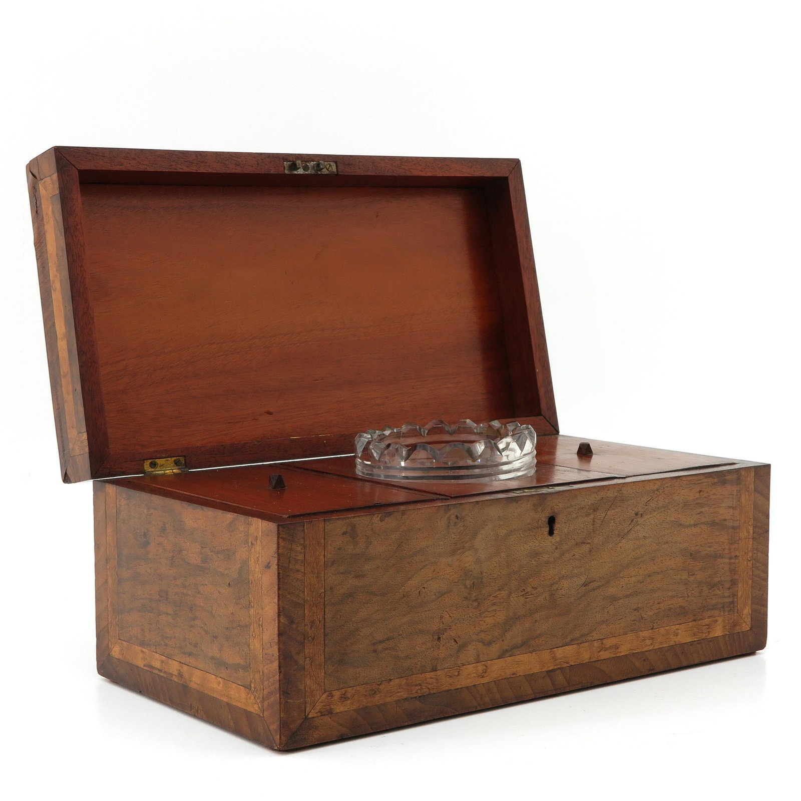 A Tea Box: 19th century, with wood inlay, length 33 cm.