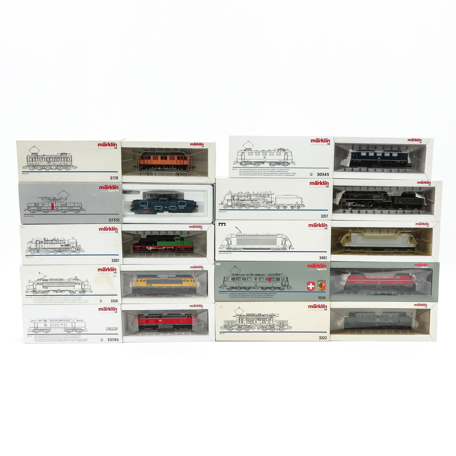 Collection of Marklin Locomotives: consisting of 10 locomotives, Marklin brand, longest 20 cm.