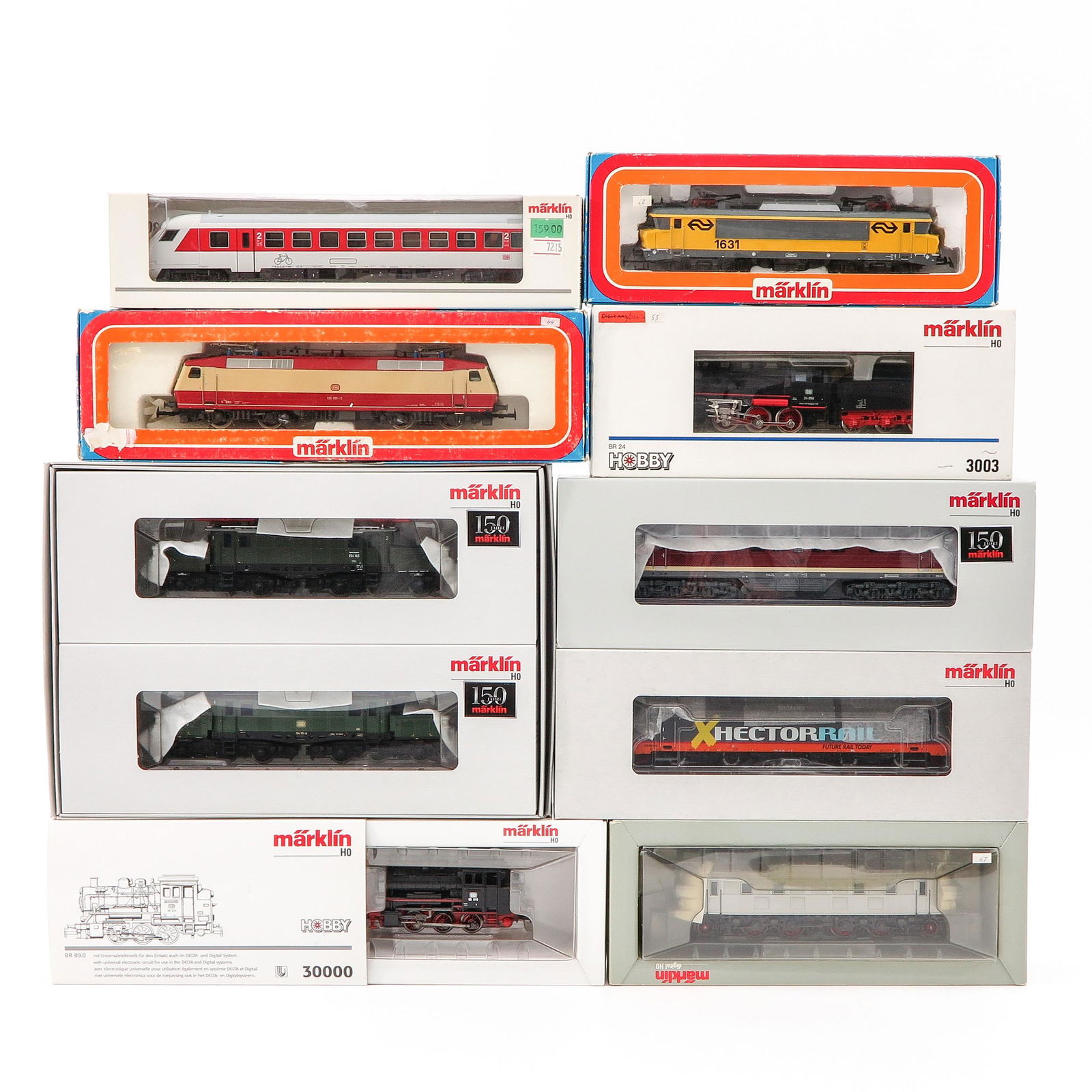 A Collection of Marklin Locomotives: consisting of 10 locomotives, Marklin brand, longest 25 cm.