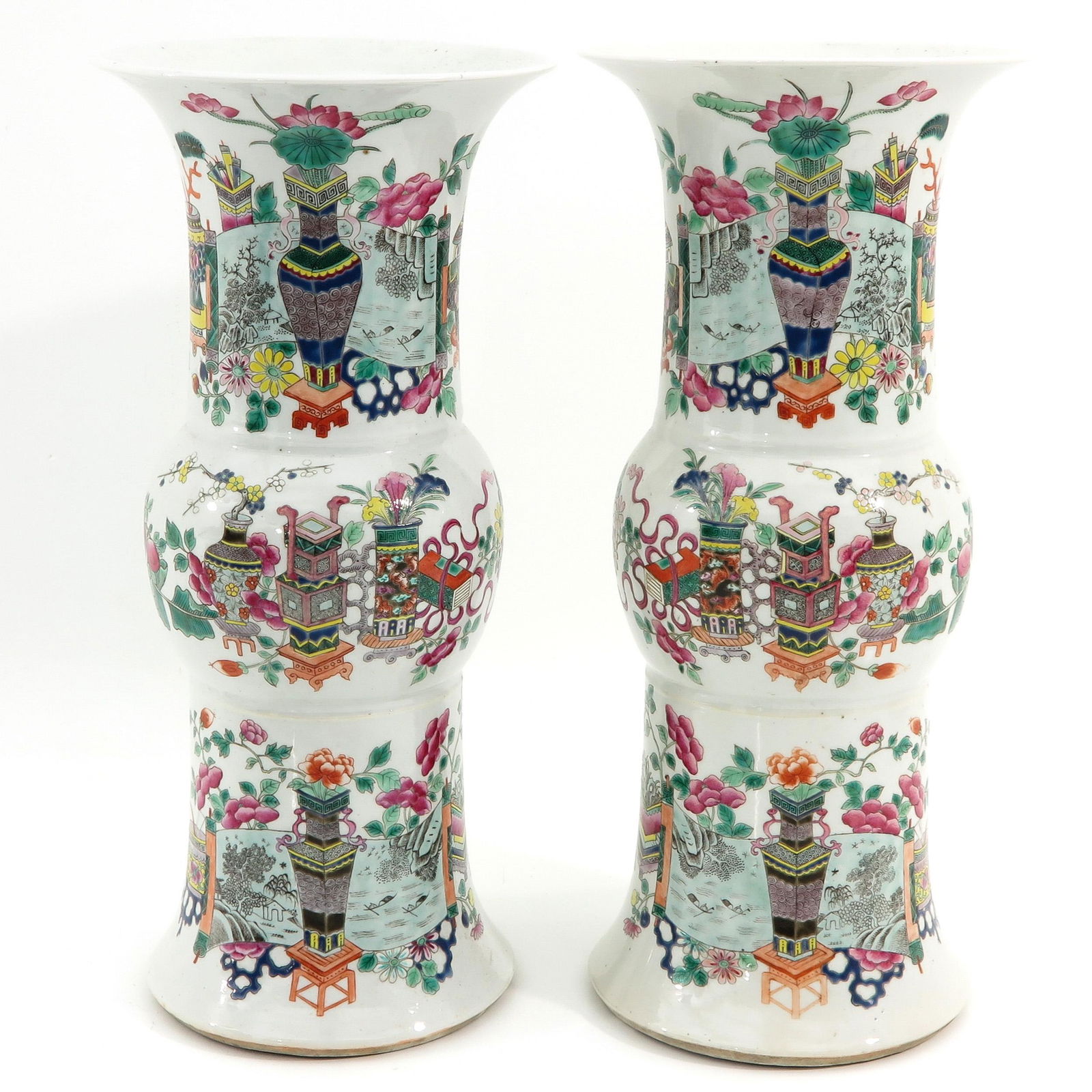 A Pair of Famille Rose Yen Yen Vases (1 of 10)