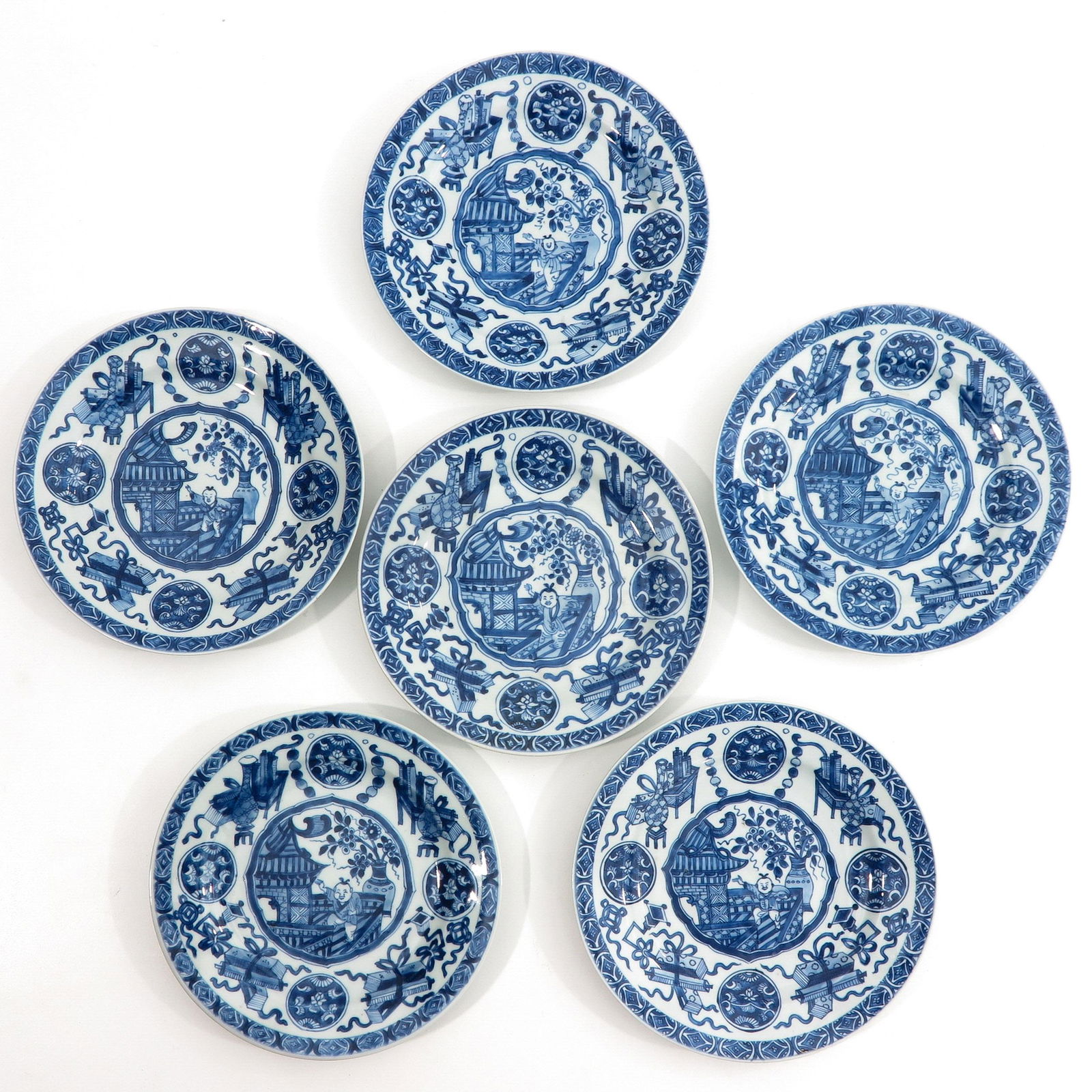 A Series of 6 Blue and White Plates (1 of 10)
