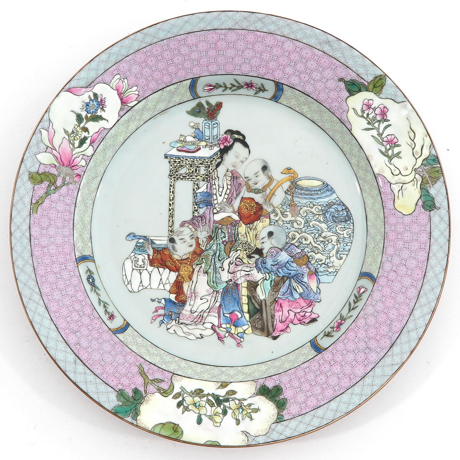 A Famille Rose Ruby Back Dish (1 of 5)