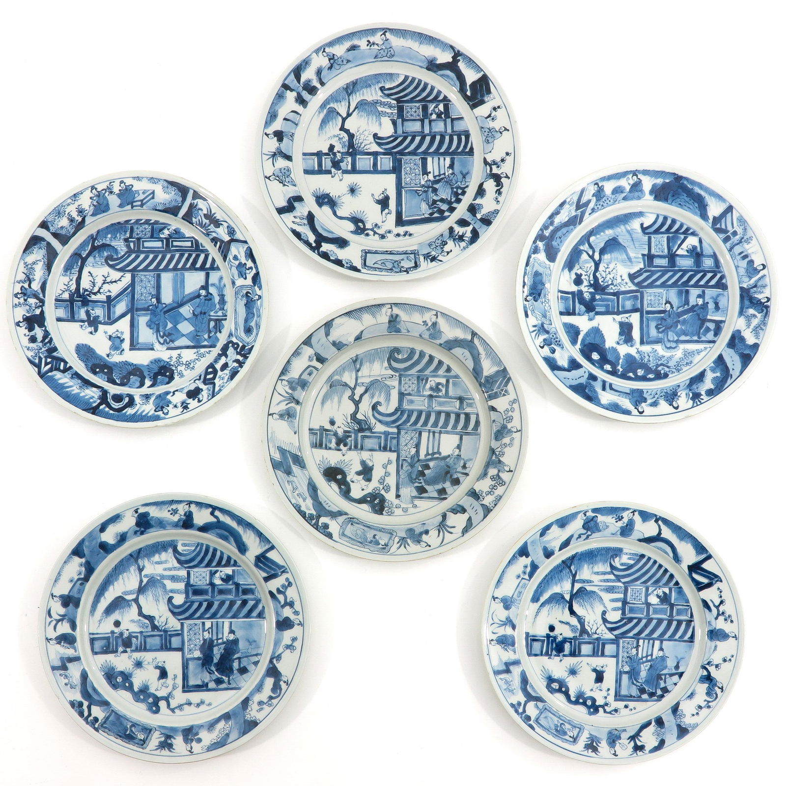 A Series of 6 Blue and White Plates (1 of 10)