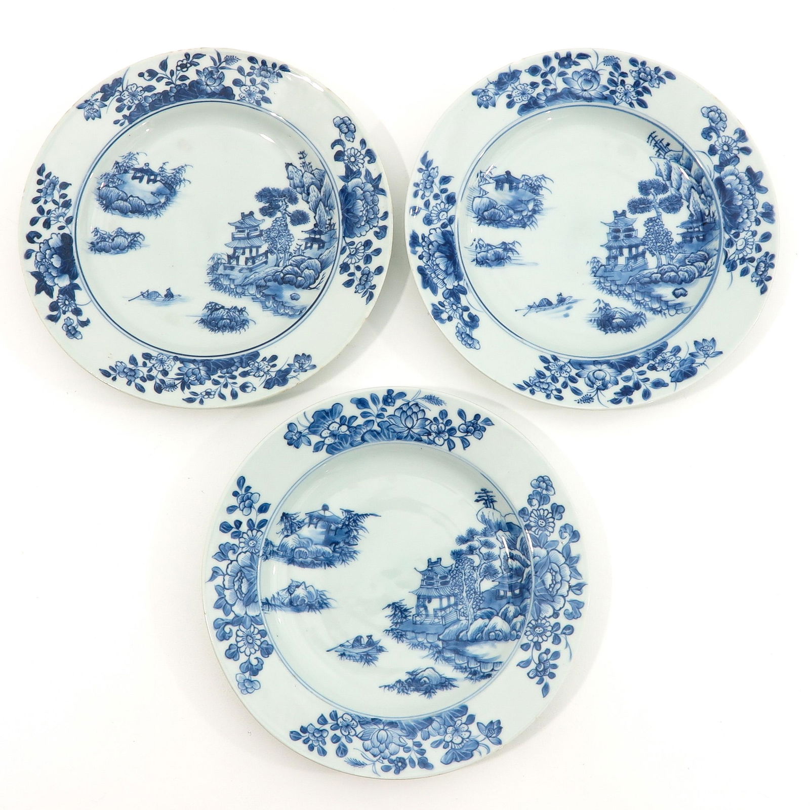 A Series of 3 Blue and White Plates (1 of 10)