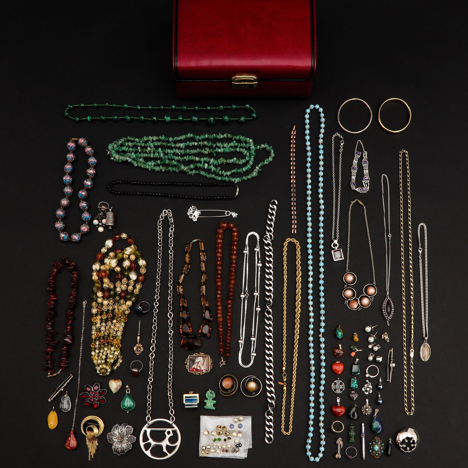 A Jewelry Box of Costume Jewelry: Including turqouise.