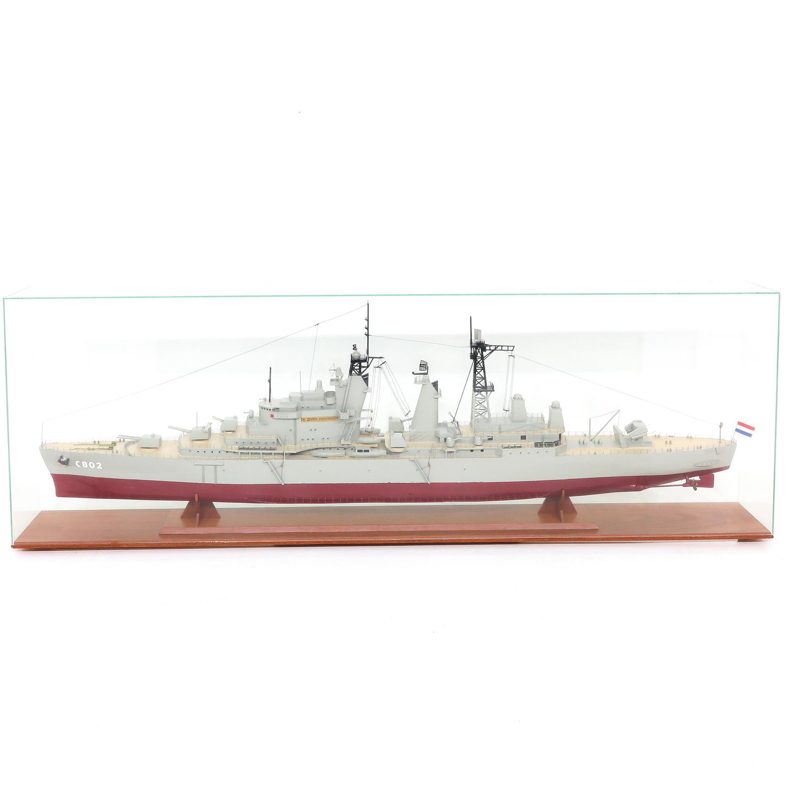 A Model Ship: De Zeven Provincien, in vitrine, 205 cm. long.