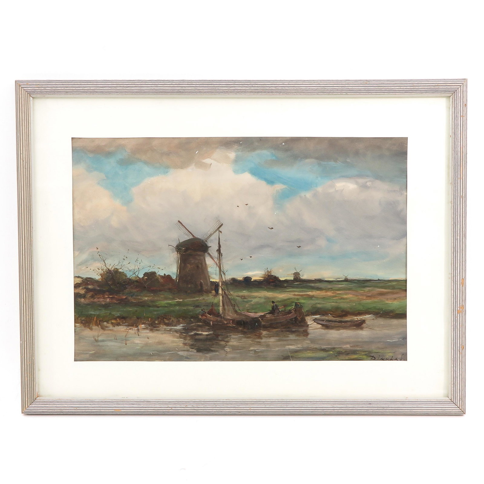 A Water Color Signed A. Dirckx: Depicting river scene, 60 x 40 cm.