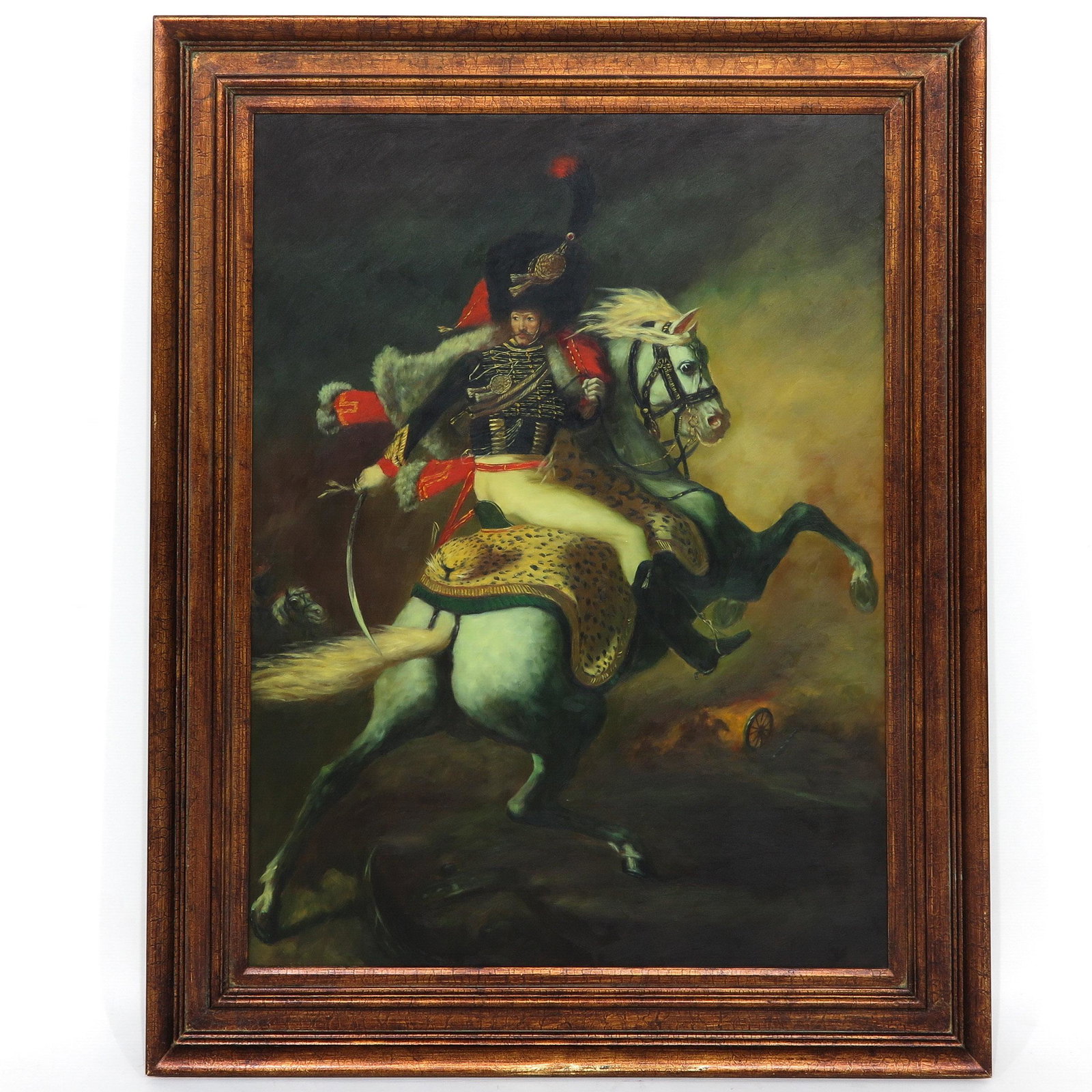 An Oil on Canvas Depicting Rider on Horseback: 90 x 120 cm.
