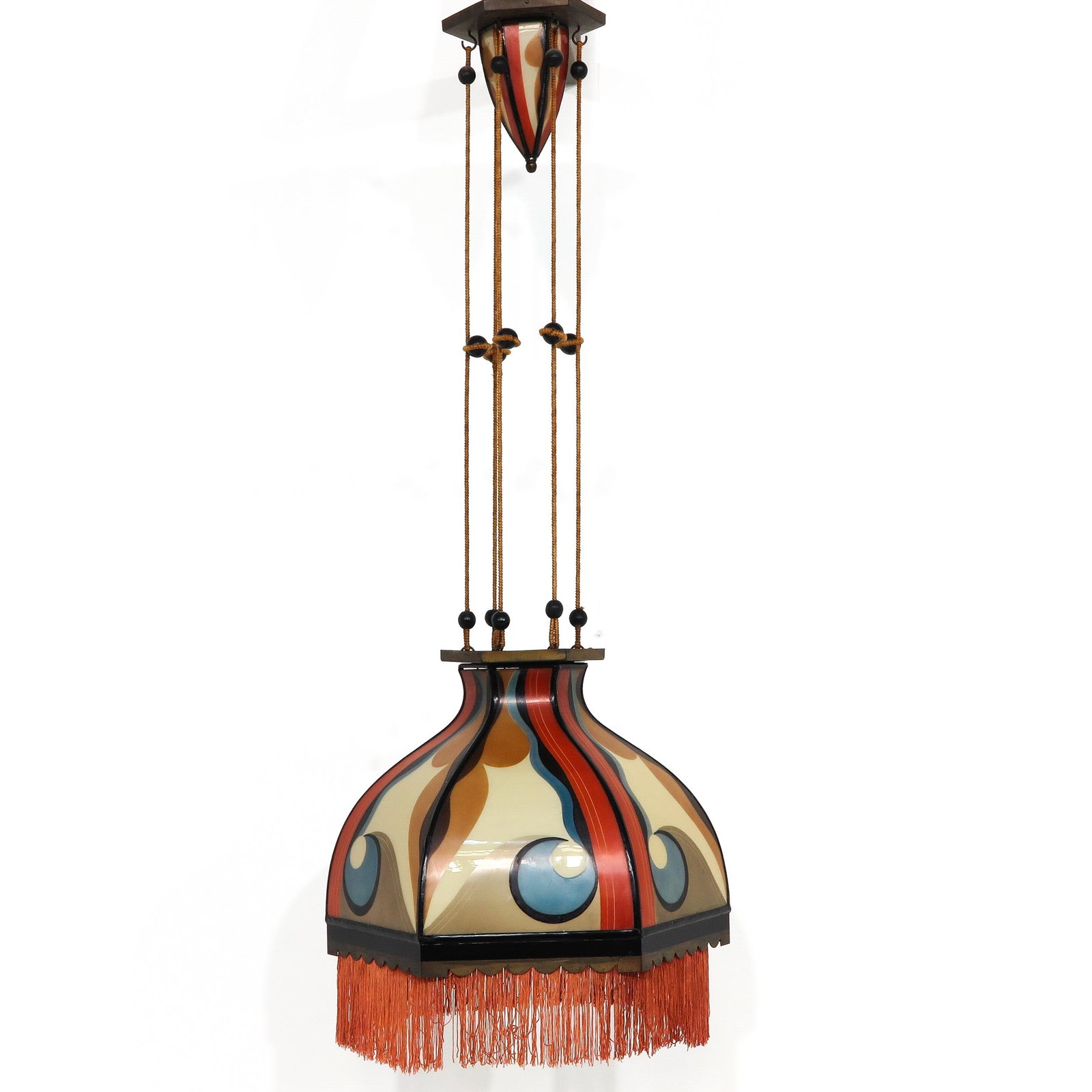 An Amsterdam School Hanging Lamp: Atelier De Nieuwe Honsel, from Hendrik Cornelis Herens, 55 cm. in diameter.