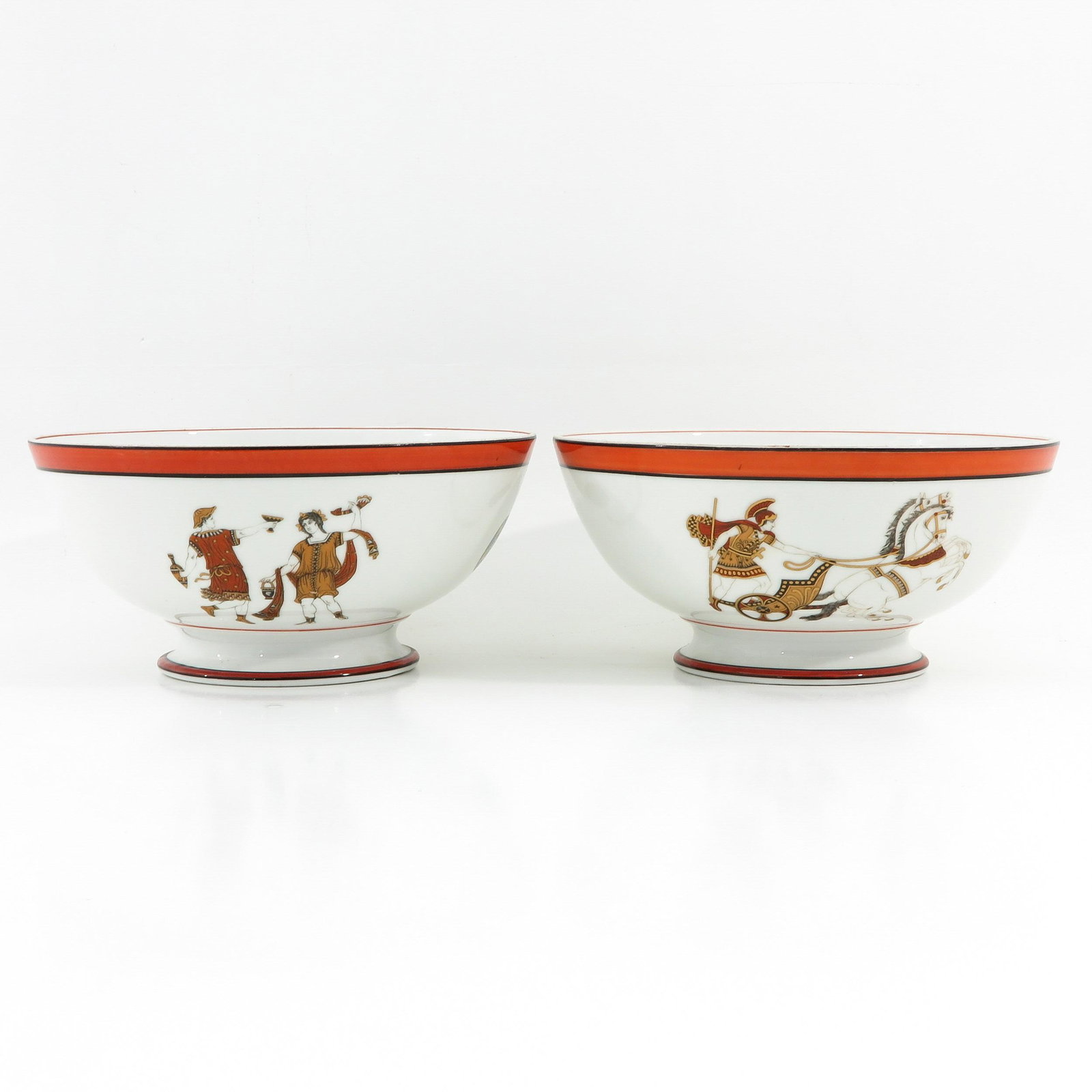 A Pair of Bowls: Depicting scenes of Greek Mythology, 28 cm. in diameter.