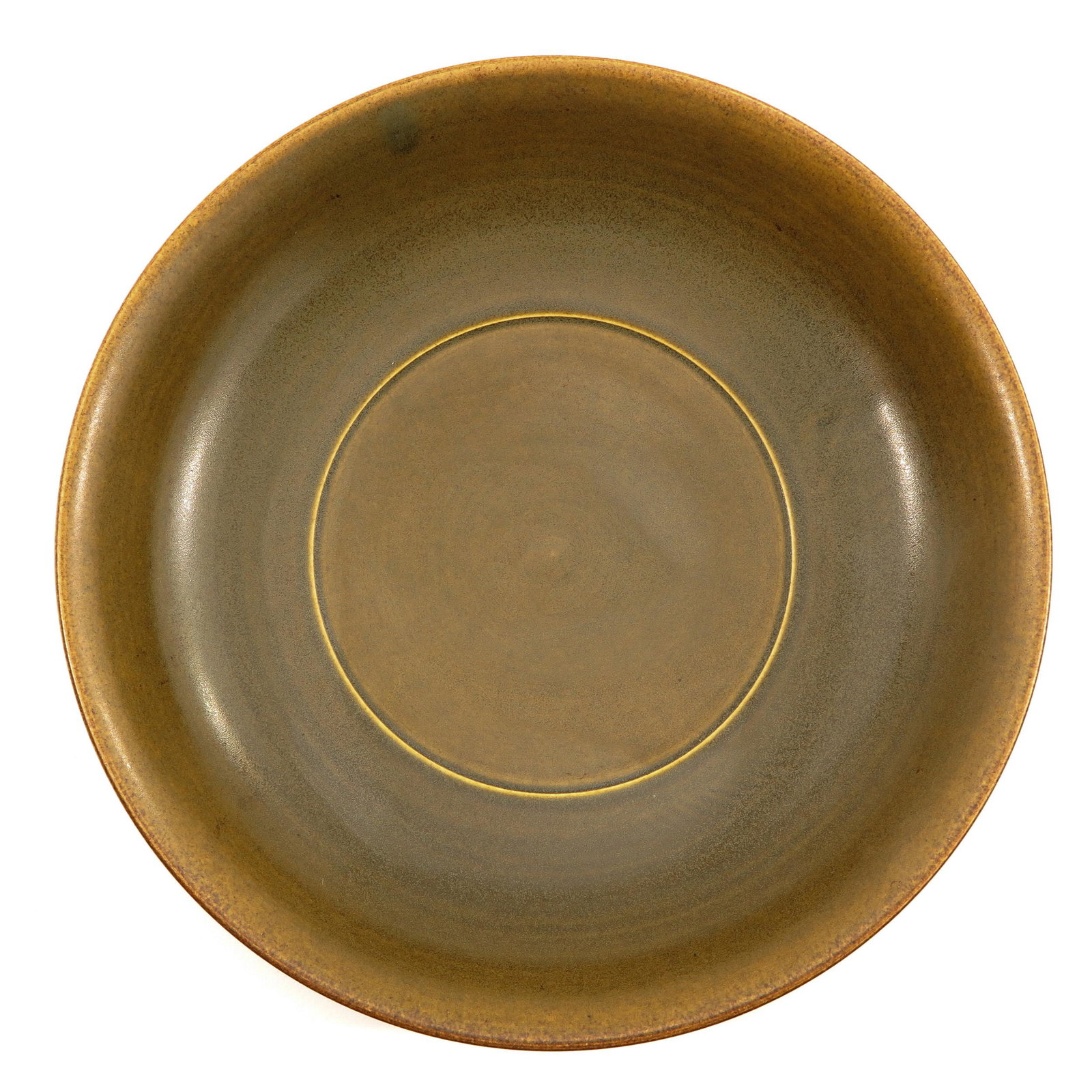A Tea Dust Decor Charger: Kangxi mark, 31 cm. in diameter.