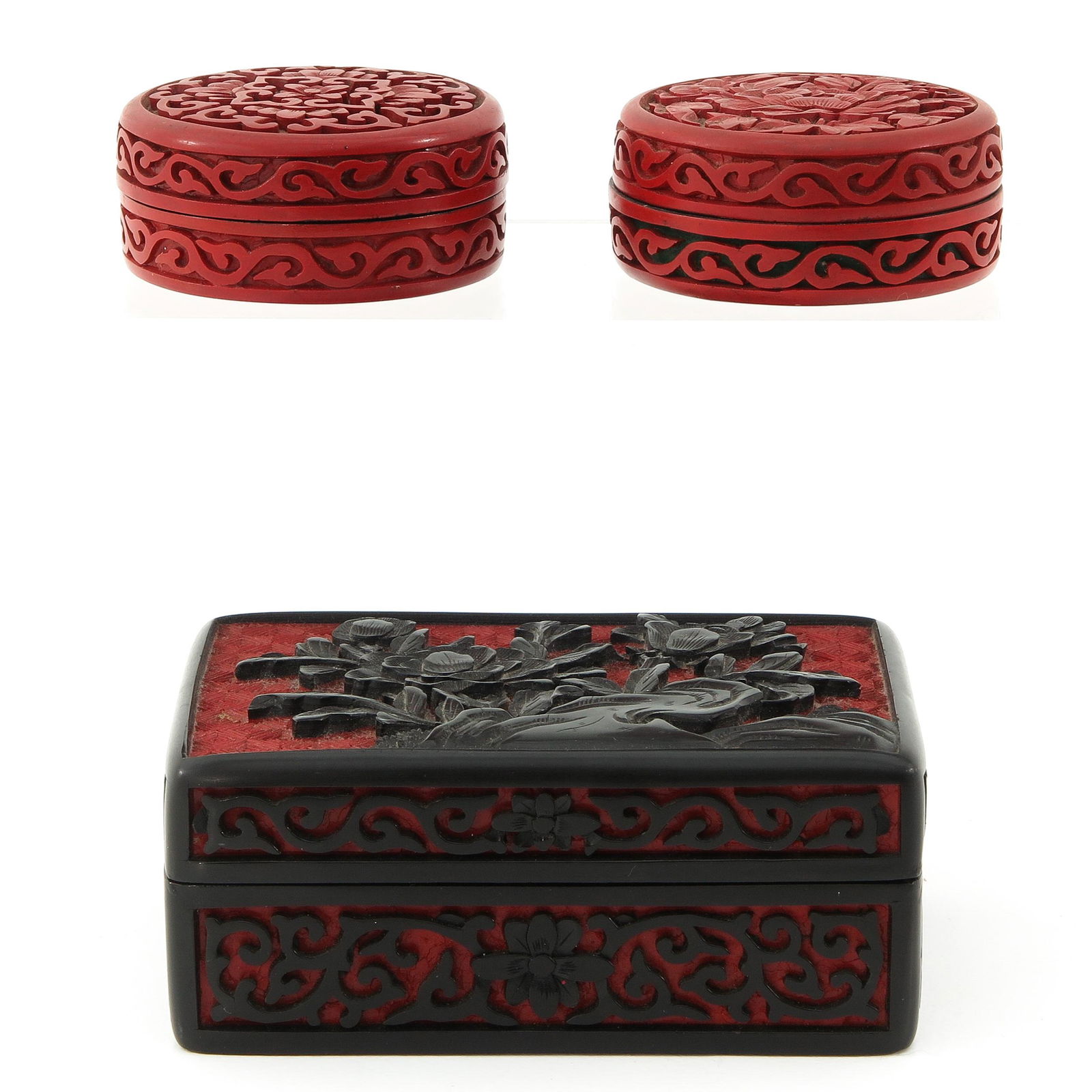 A Collection of 3 Cinnabar Boxes (1 of 10)