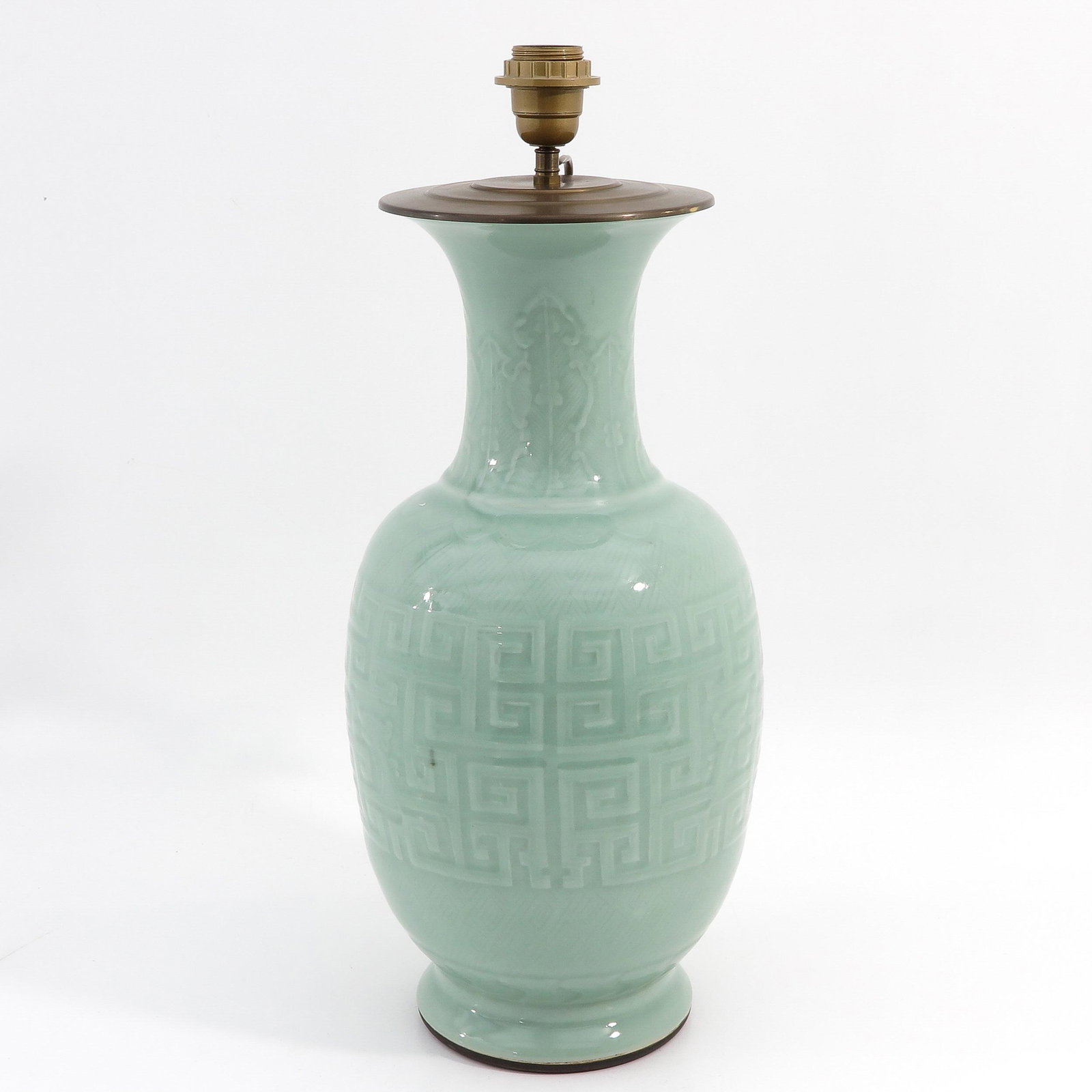 A Celadon Lamp: Converted from vase, vase is 50 cm. tall.