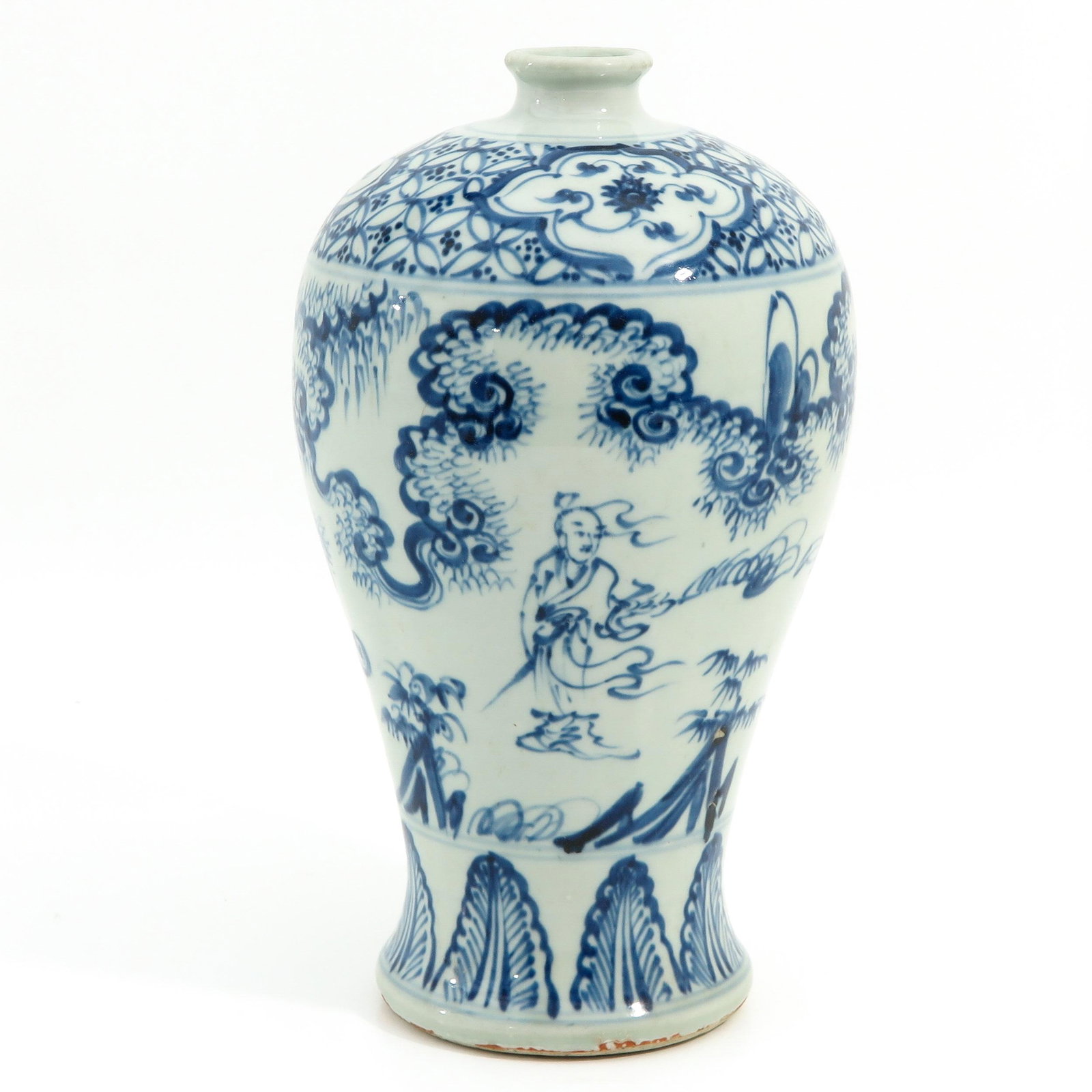 A Blue and White Meiping Vase: Decorated with Chinese figures in garden, 31 cm. tall.