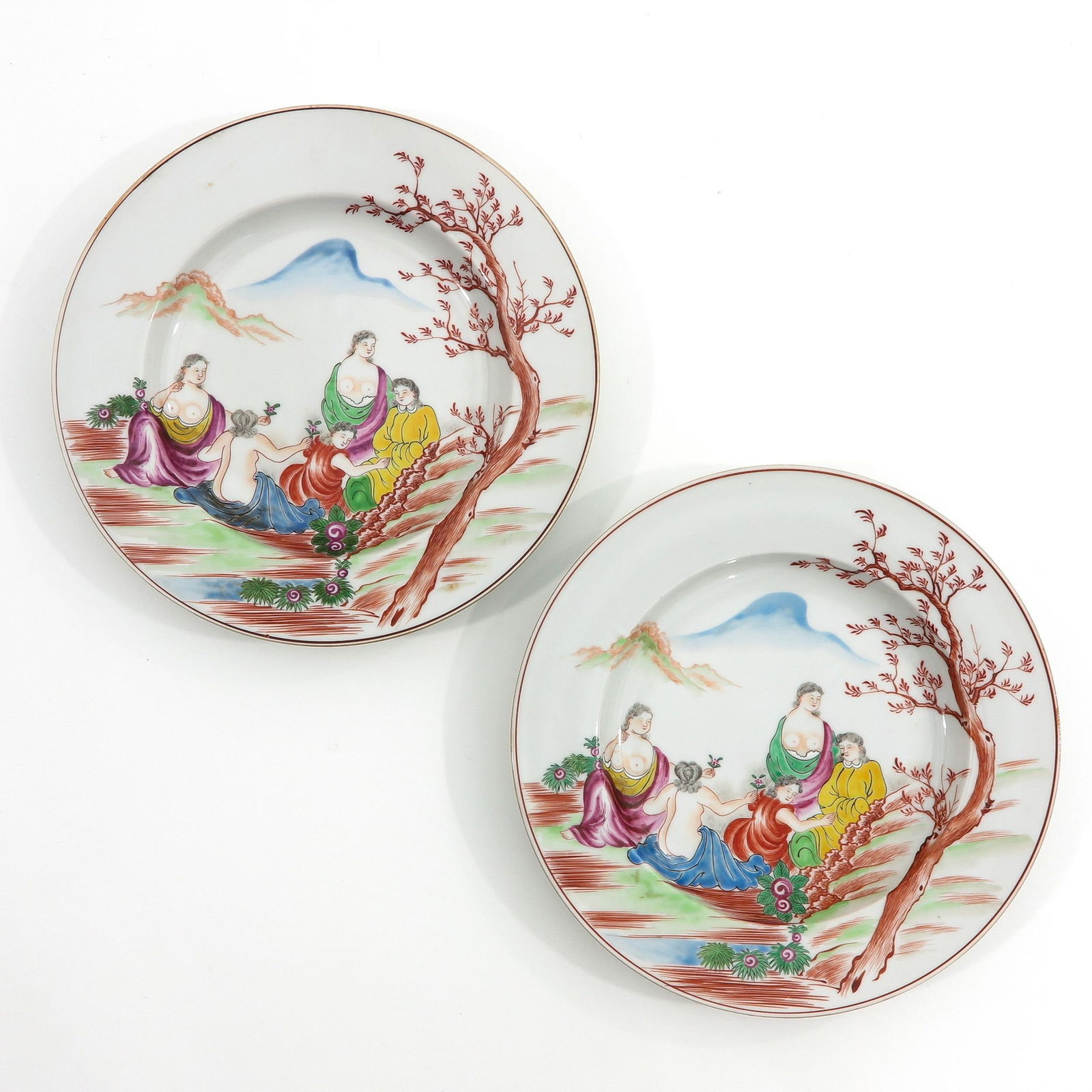 A Pair of Polychrome Decor Plates (1 of 9)