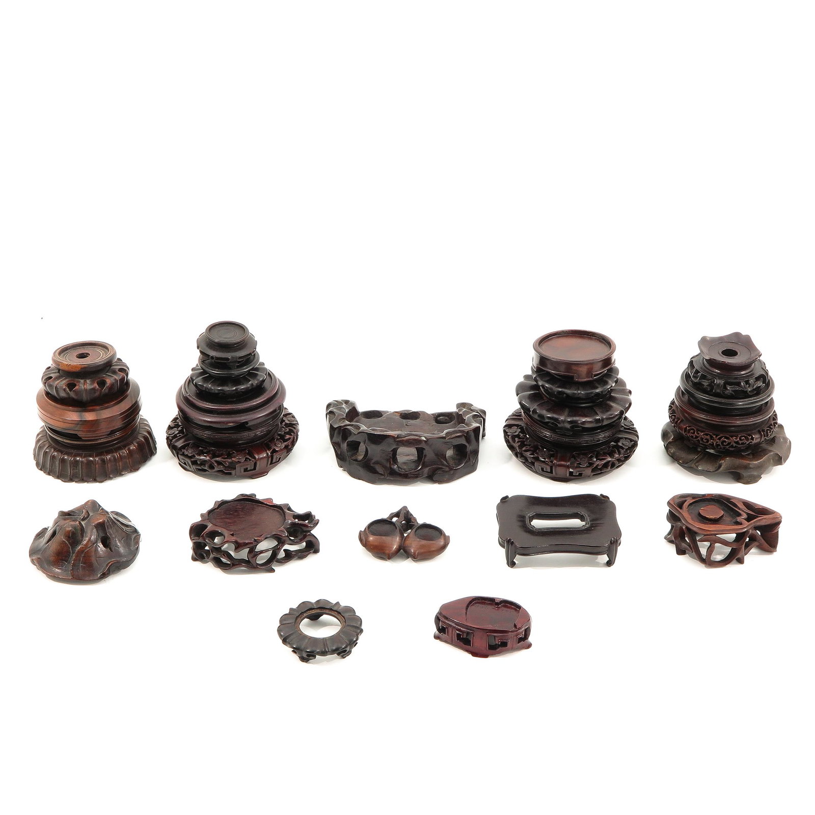 A Collection of Wood Bases: In various sizes.