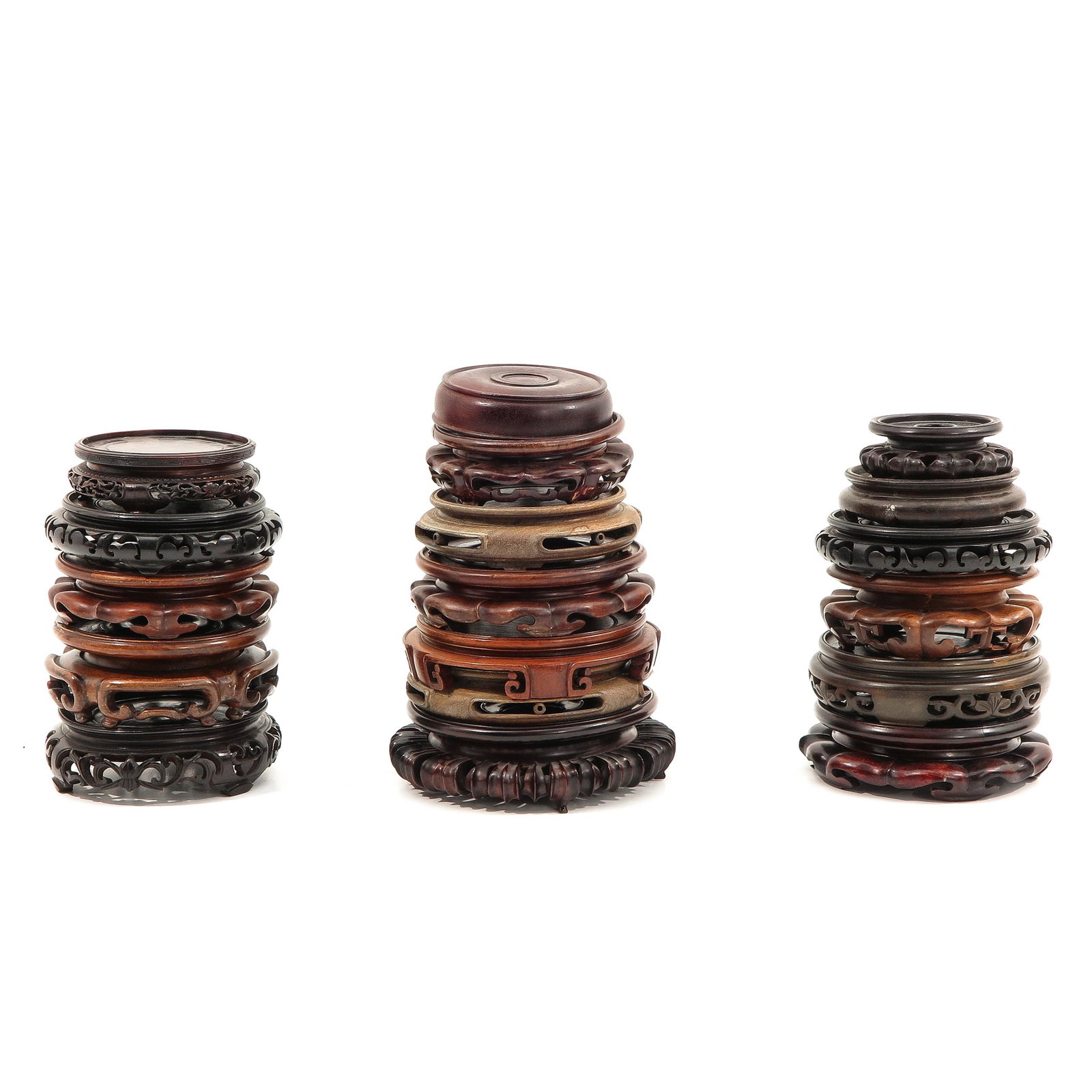 A Collection of Wood Bases: In various sizes.