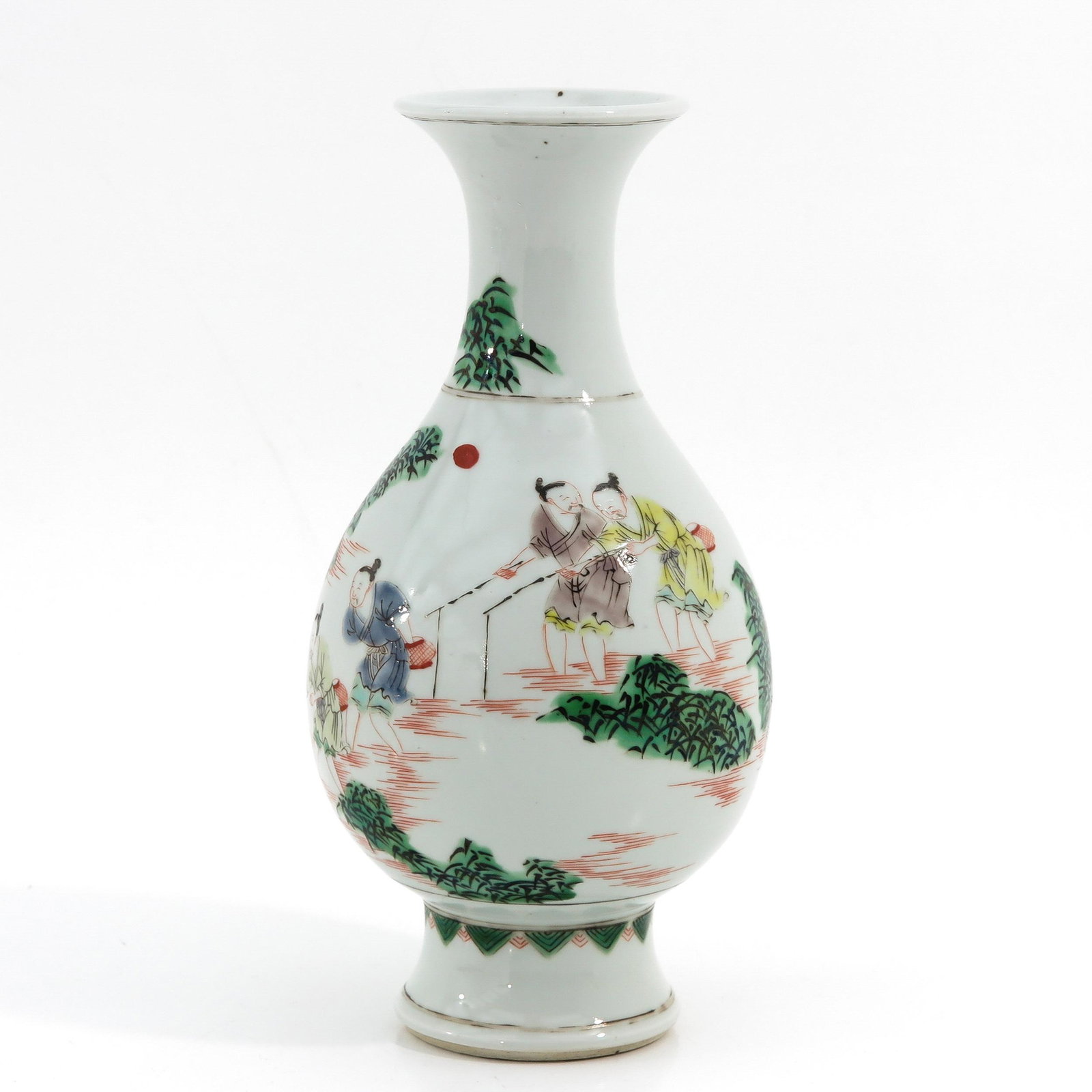 A Famille Verte Vase: Decorated with Chinese figures, 22 cm. tall.