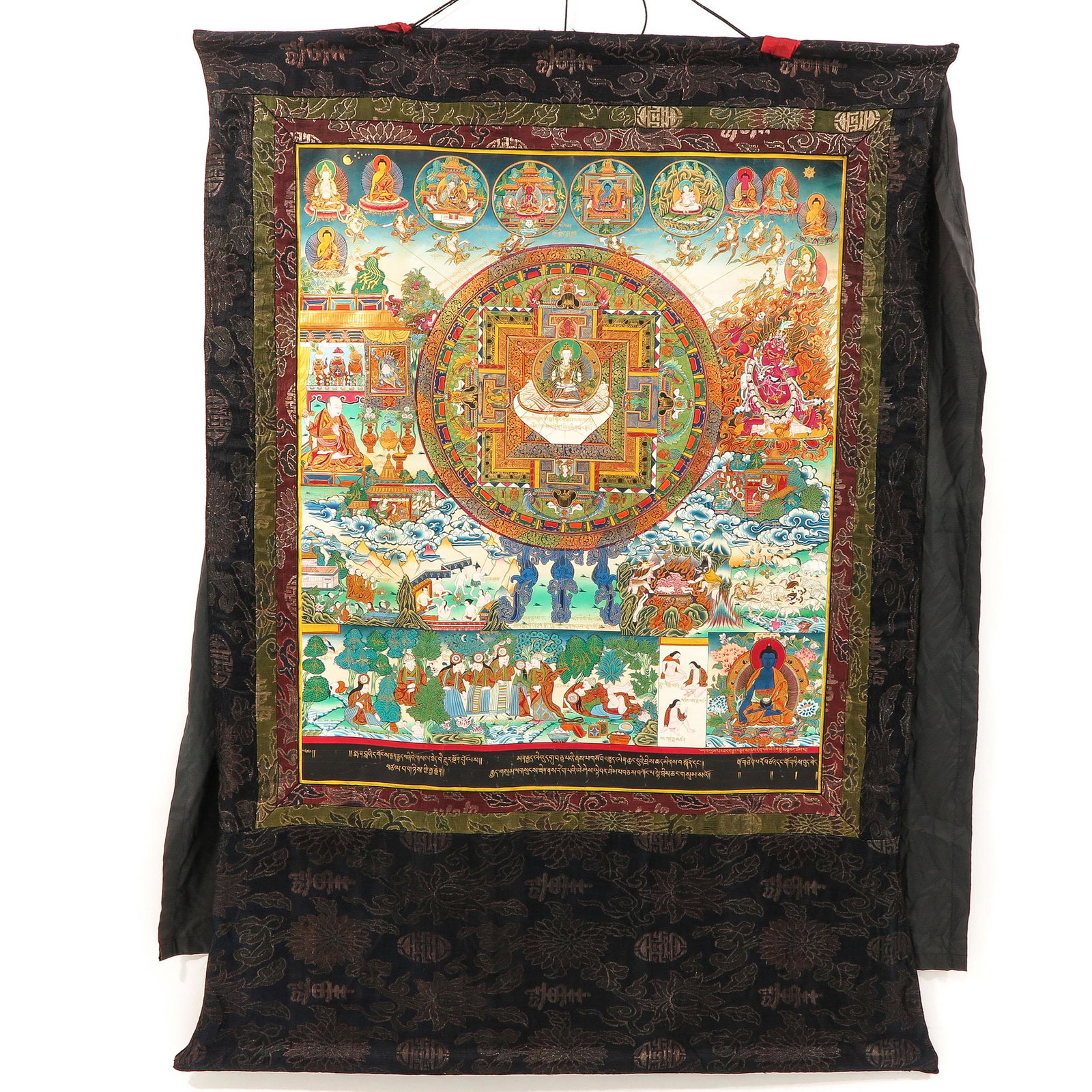 Thangka: Total measurements are 98 x 135 cm.