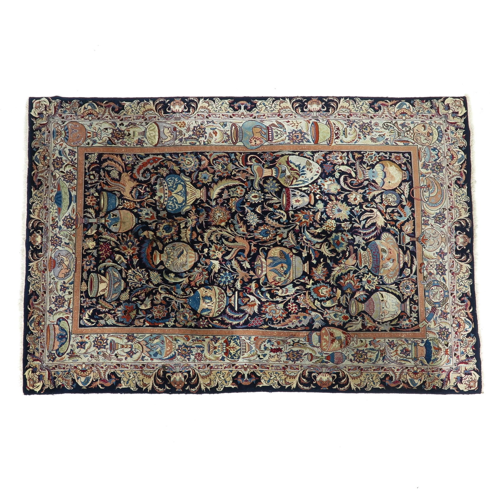 A Wool Carpet: Floral decor, 207 x 291 cm.