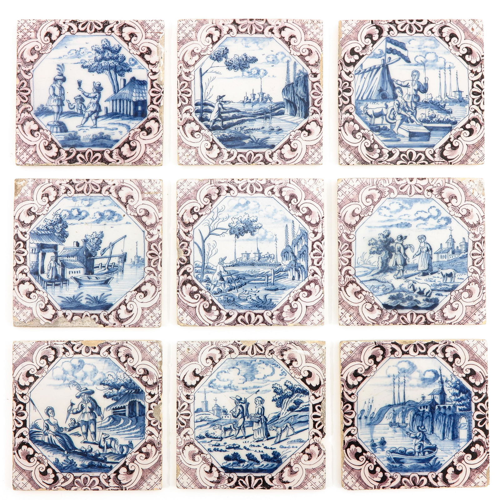 A Collection of 9 18th Century Tiles (1 of 6)