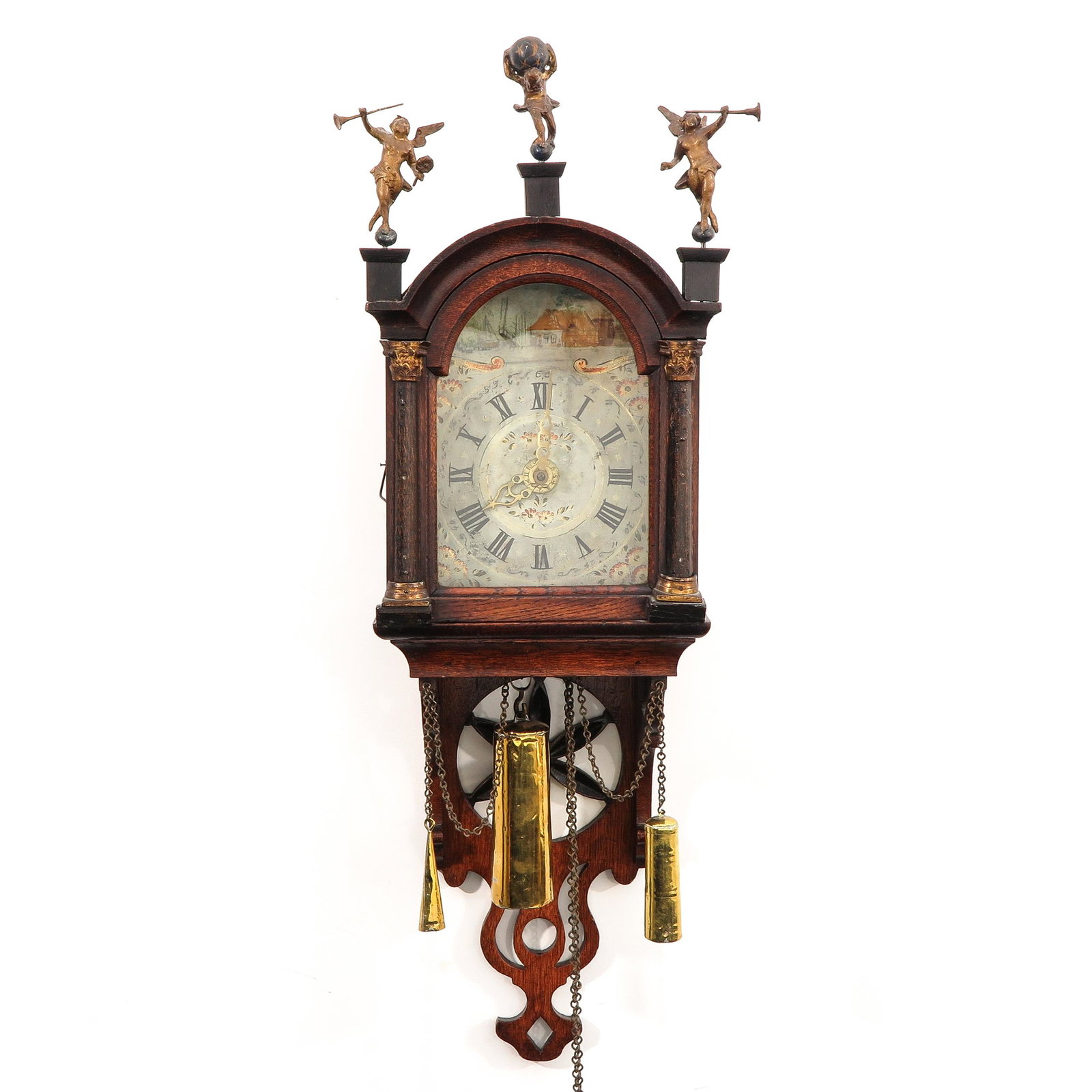 A Wall Clock or Schippertje: Circa 1830 with alarm clock, height 71 cm.