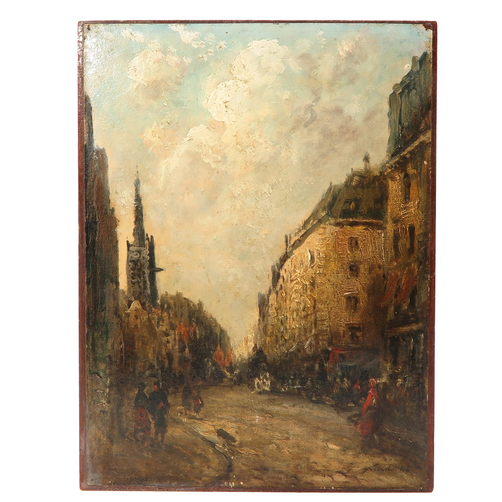 An Oil on Canvas Dated 1868: Oil on canvas and panel, depicting a cityscape, dated 1868, 27 x 36 cm.