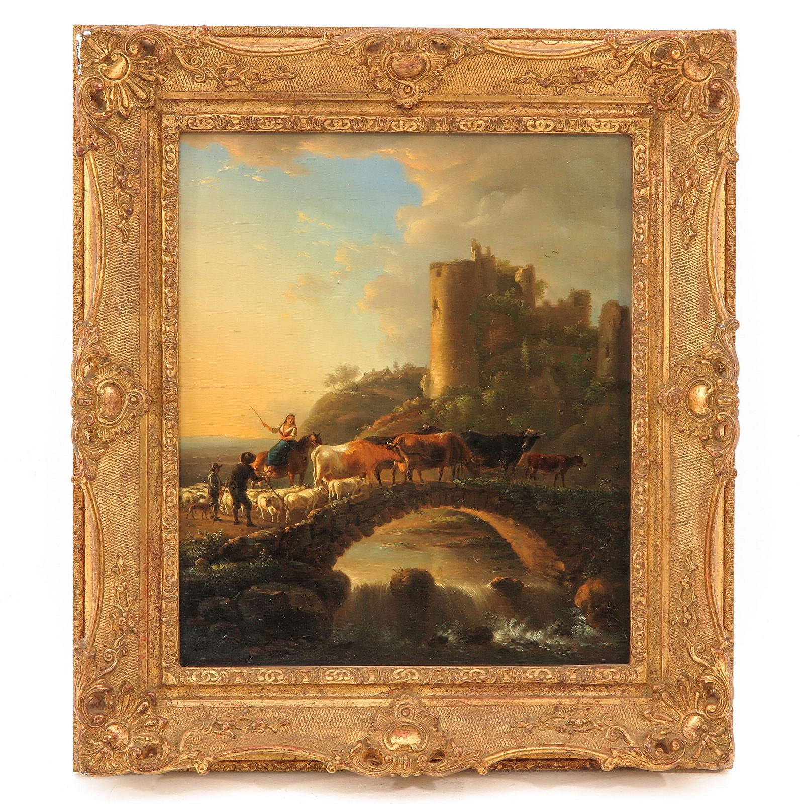 An Oil on Panel Depicting Landscape with Shepherd (1 of 5)