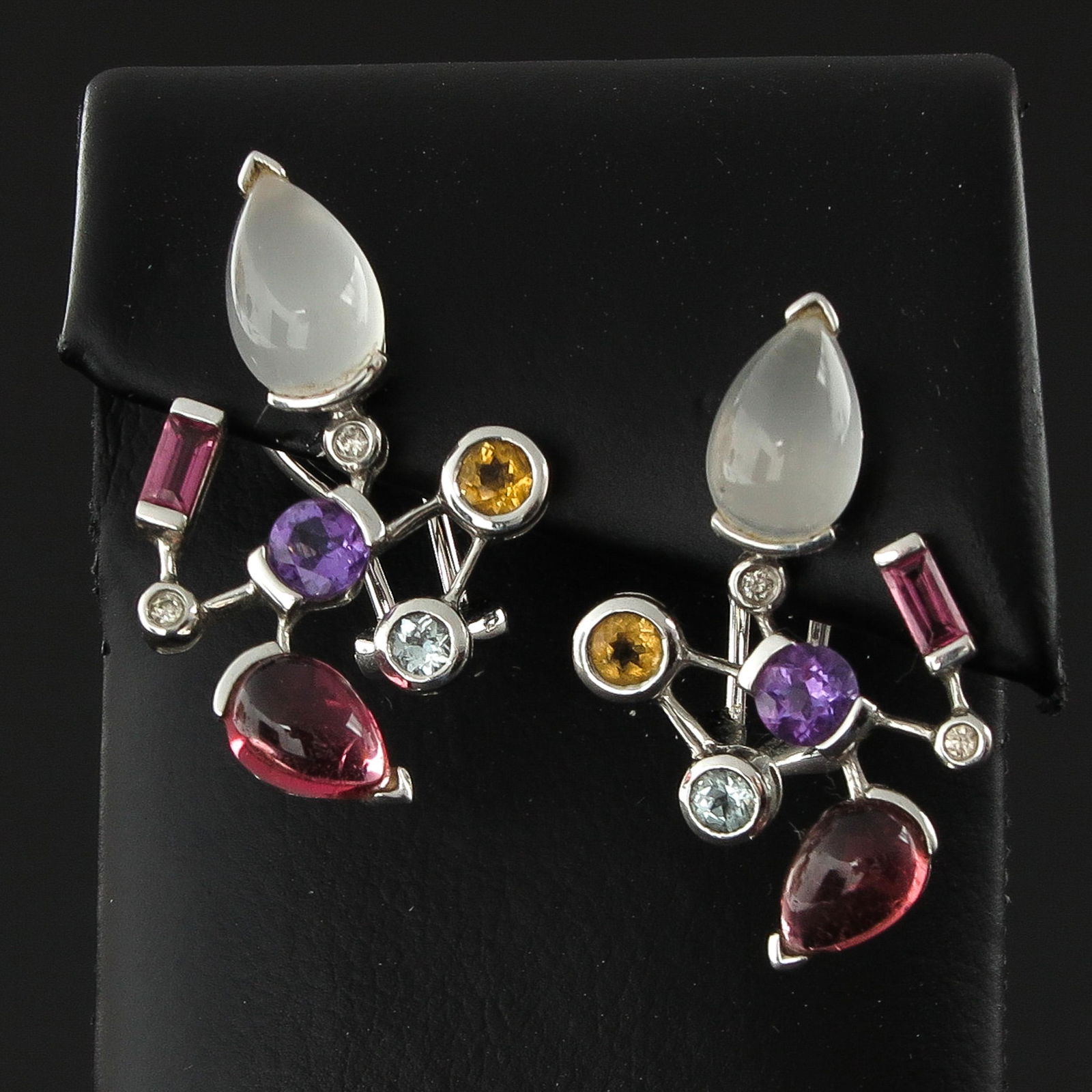 A Pair of 14KG Multi Colored Gemstone Earrings (1 of 1)