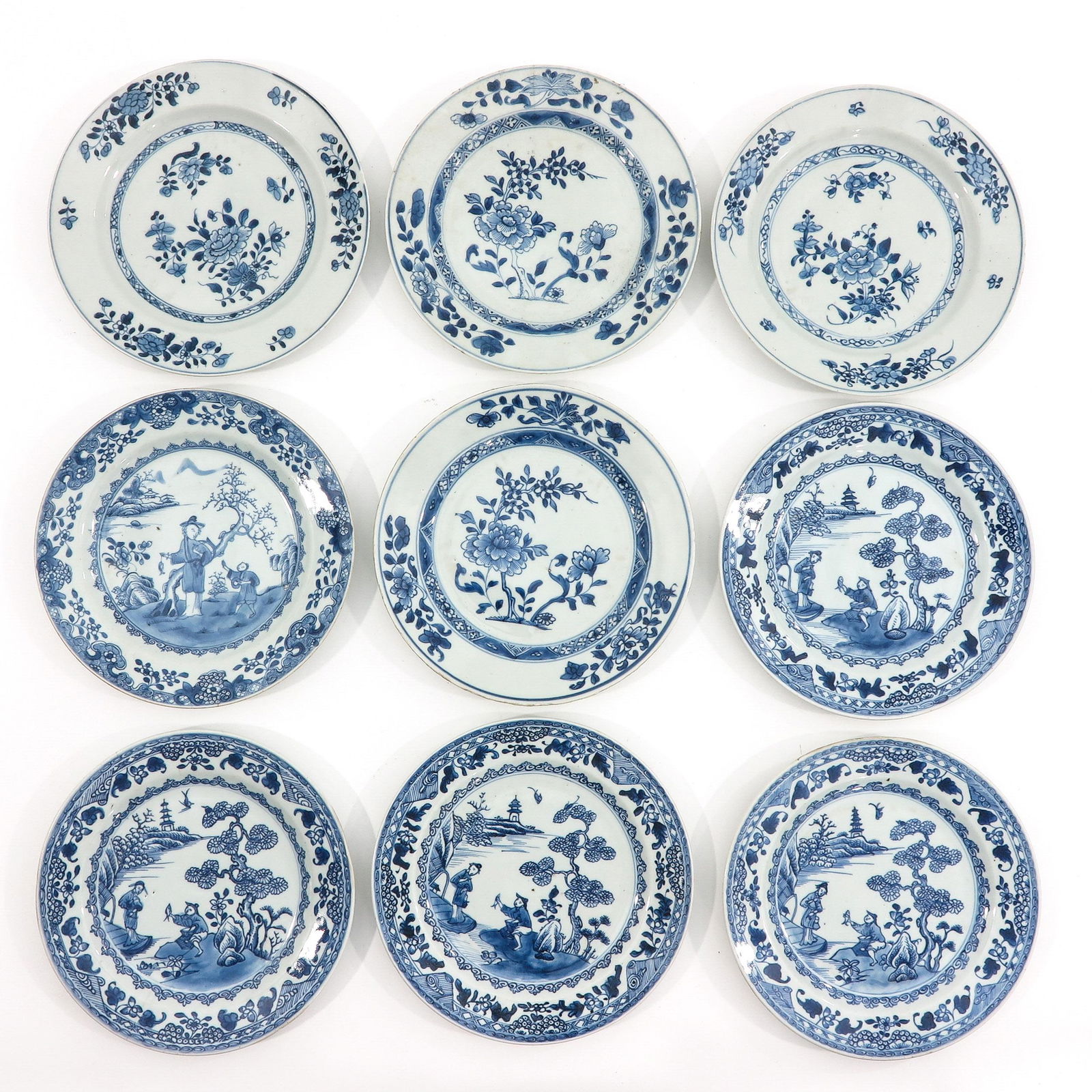 A Collection of 9 Blue and White Plates (1 of 10)