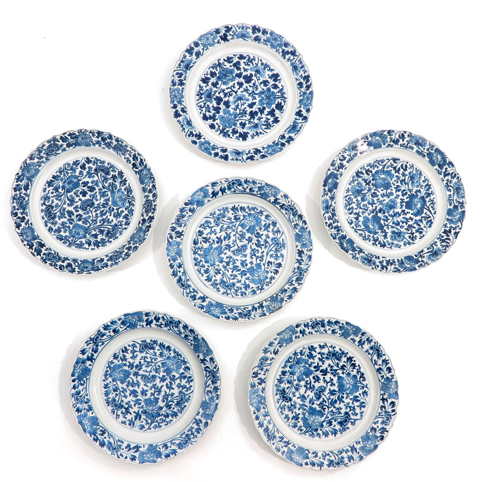 A Series of 6 Blue and White Plates (1 of 10)